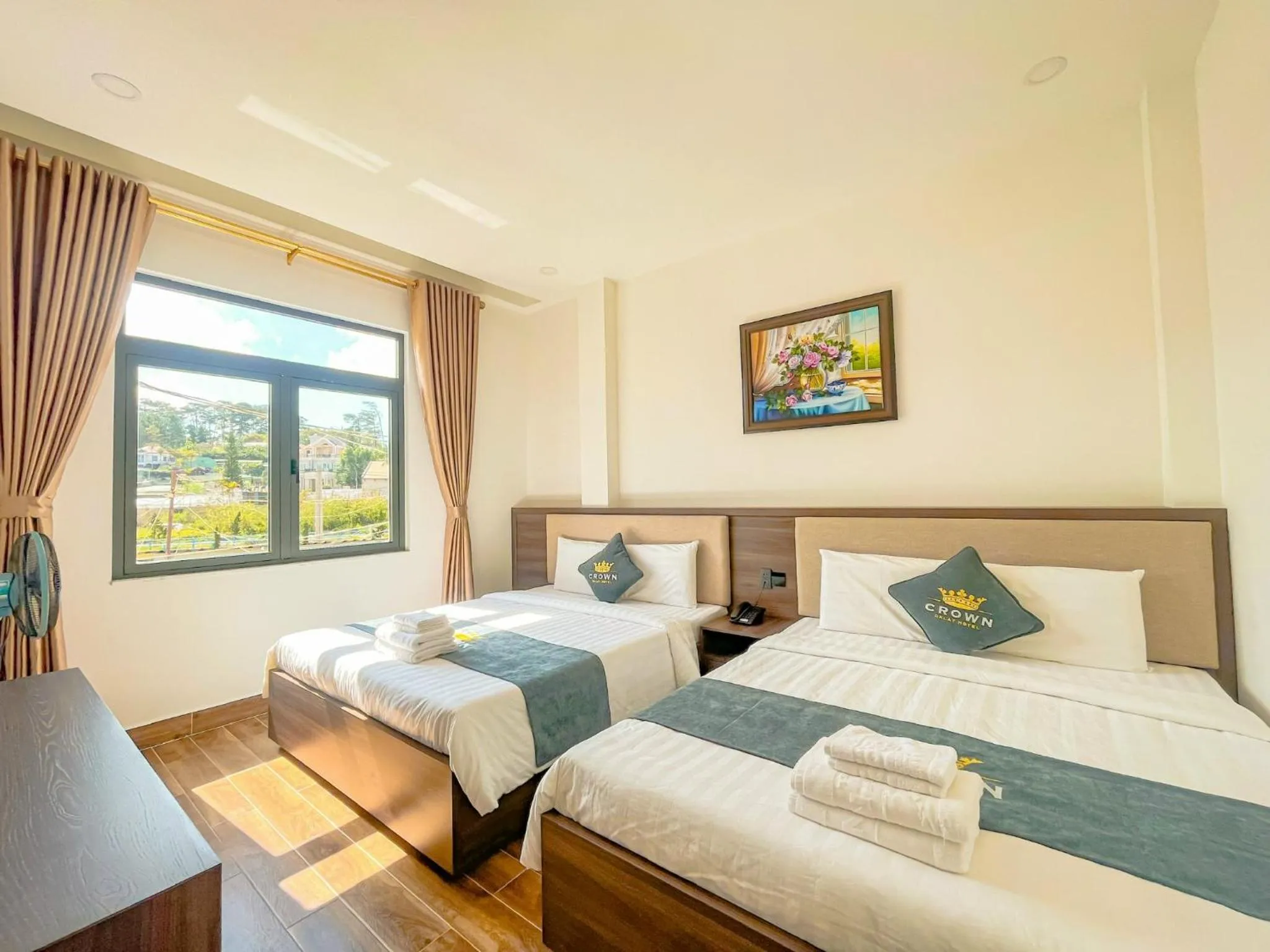 Bed in Crown Dalat Hotel