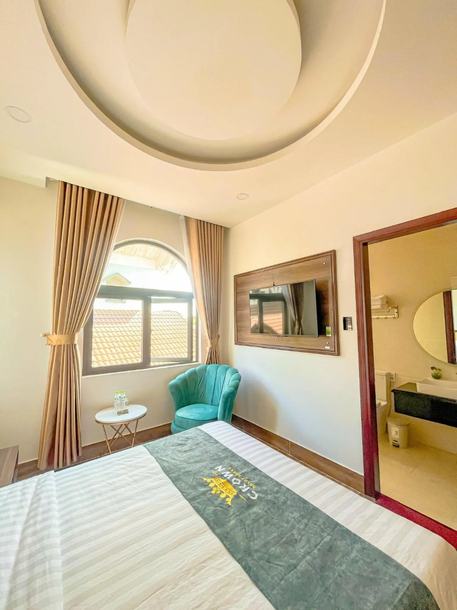 Bed in Crown Dalat Hotel