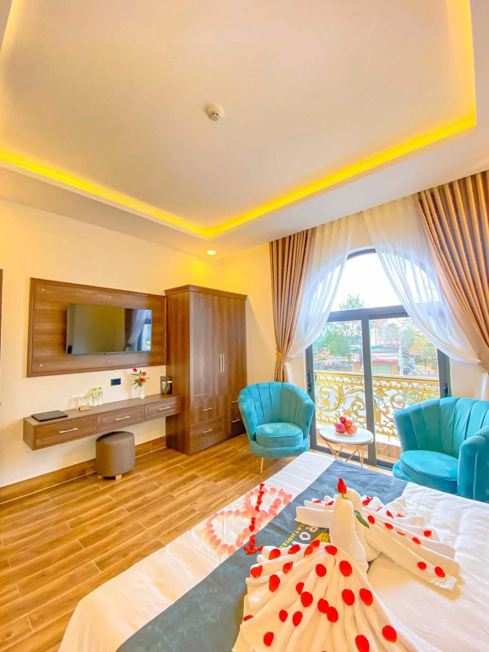 Bed in Crown Dalat Hotel