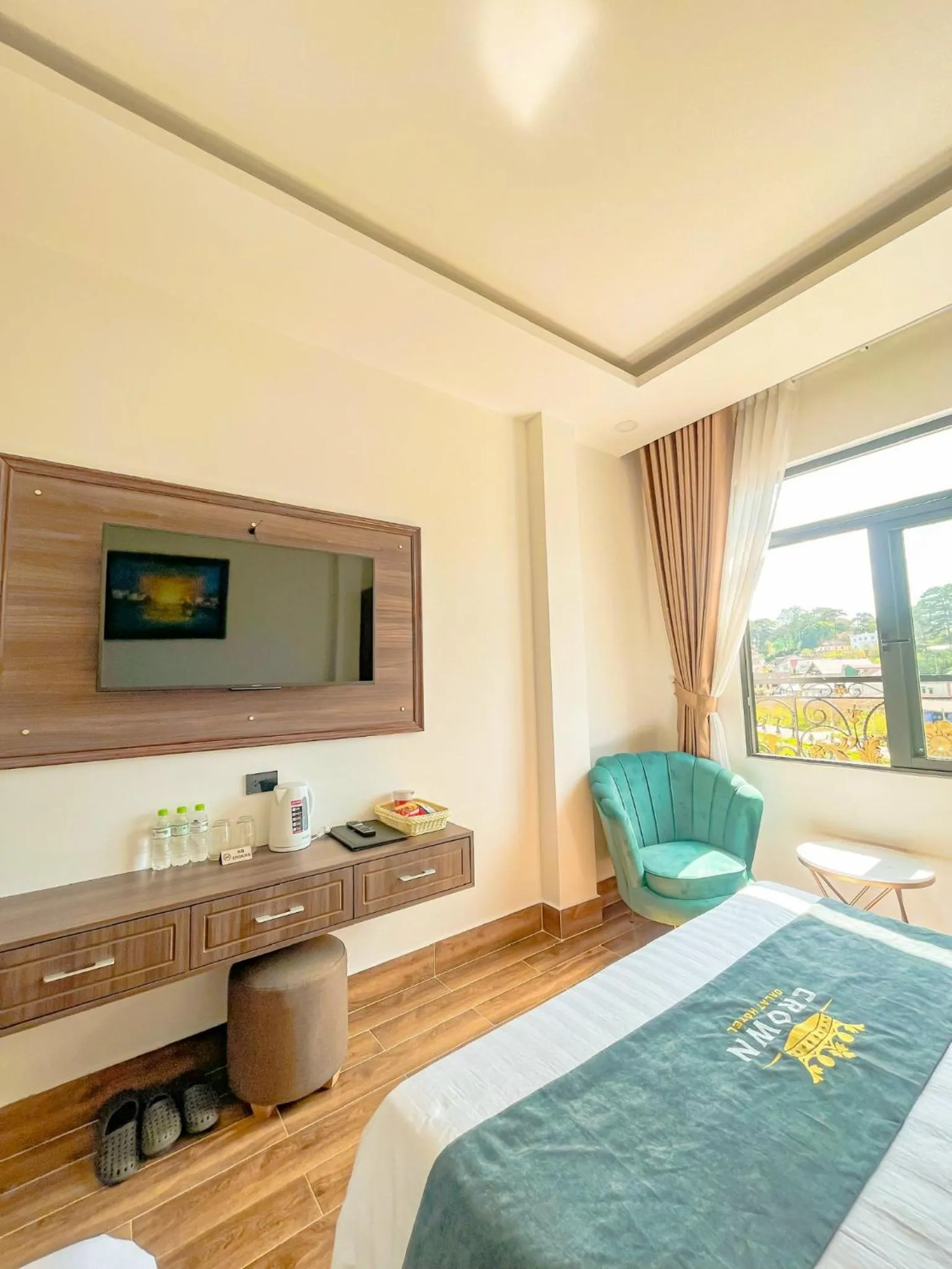 Bed in Crown Dalat Hotel