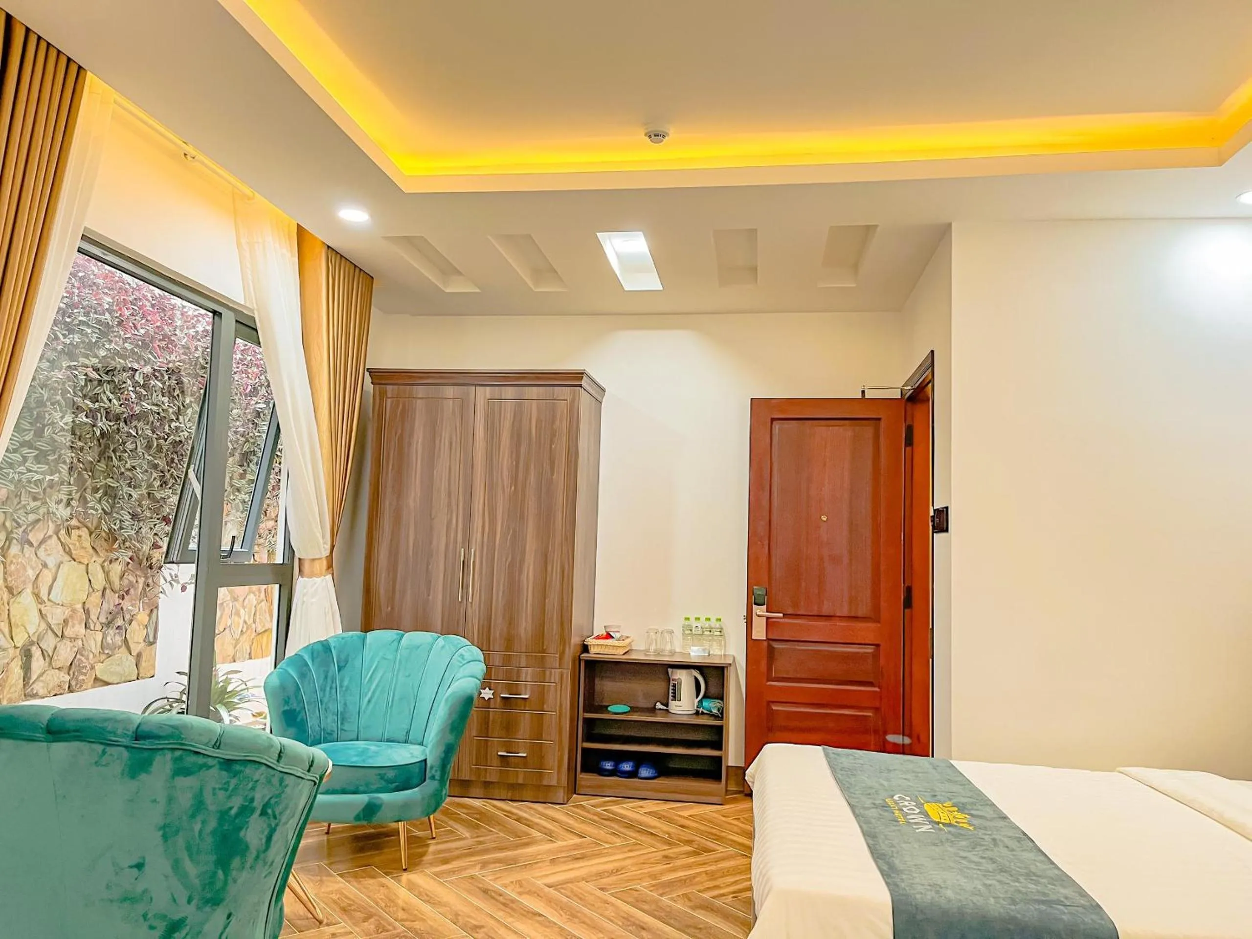 Bed in Crown Dalat Hotel