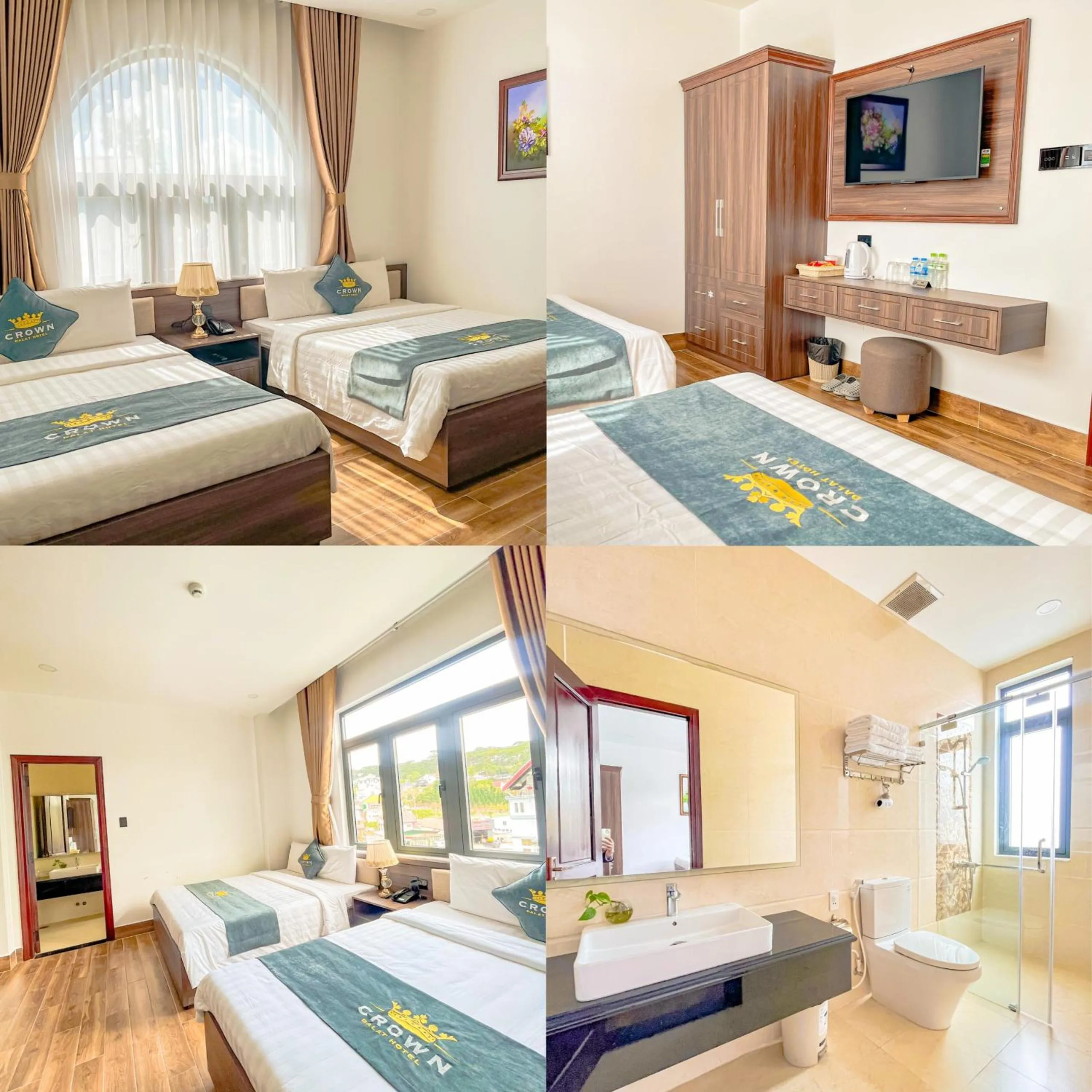 Bed in Crown Dalat Hotel