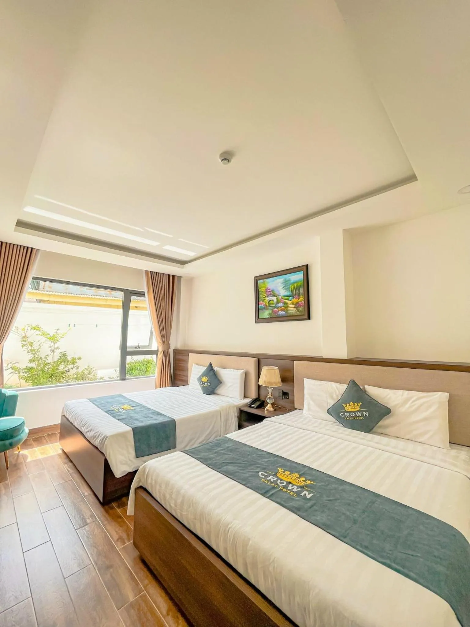 Bed in Crown Dalat Hotel