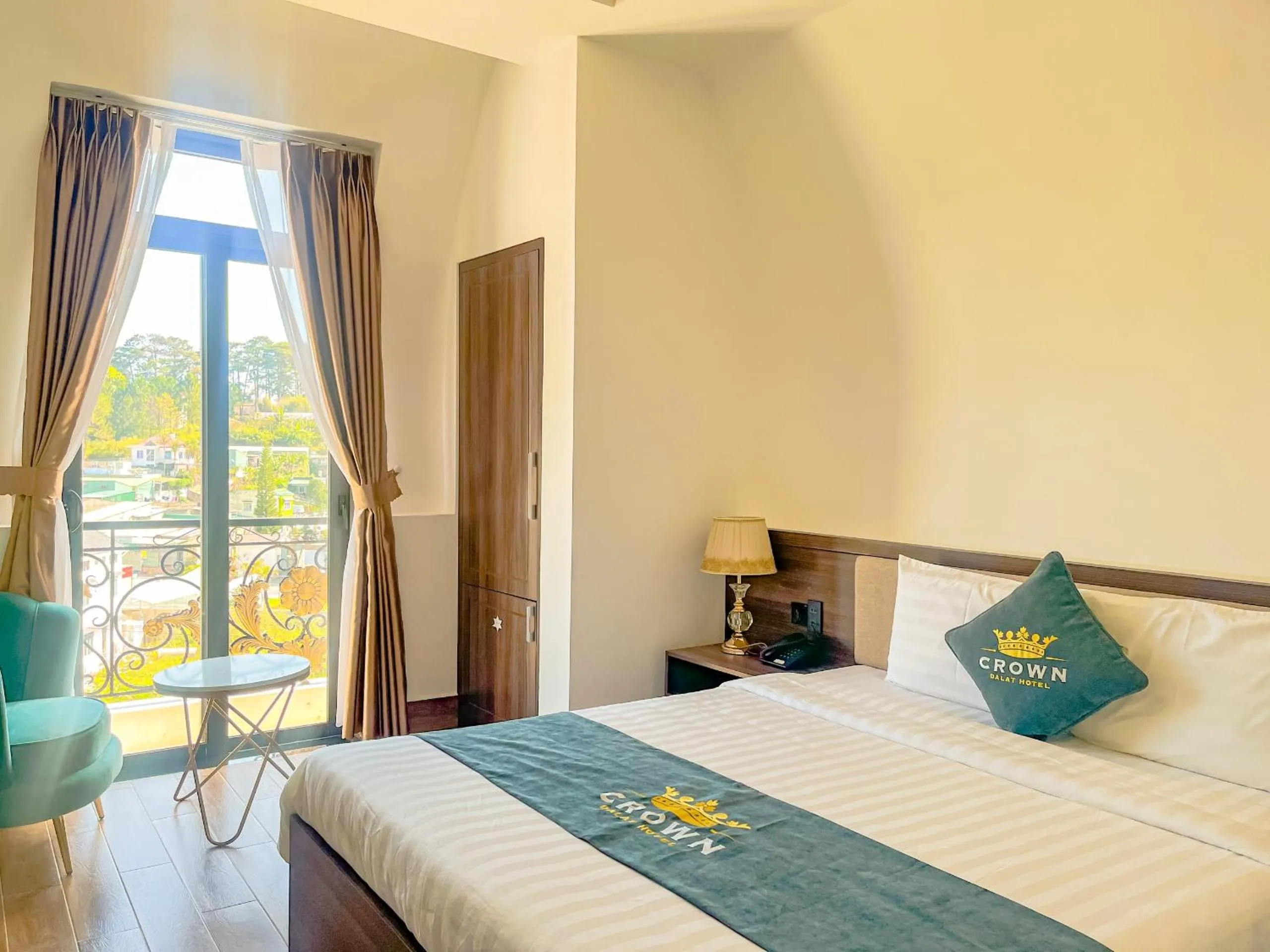 Bed in Crown Dalat Hotel