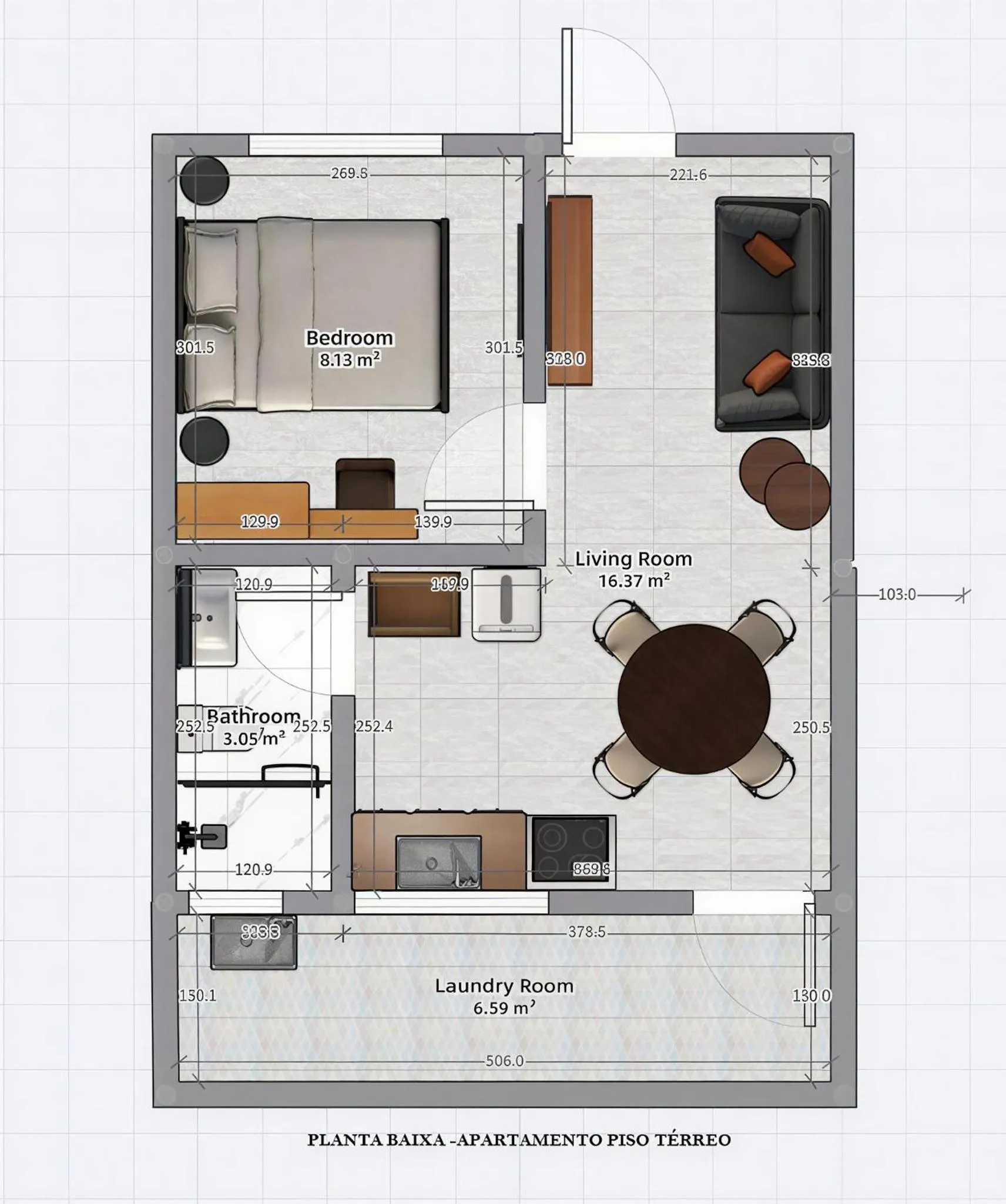 Floor plan in Calamar Flats Paraty