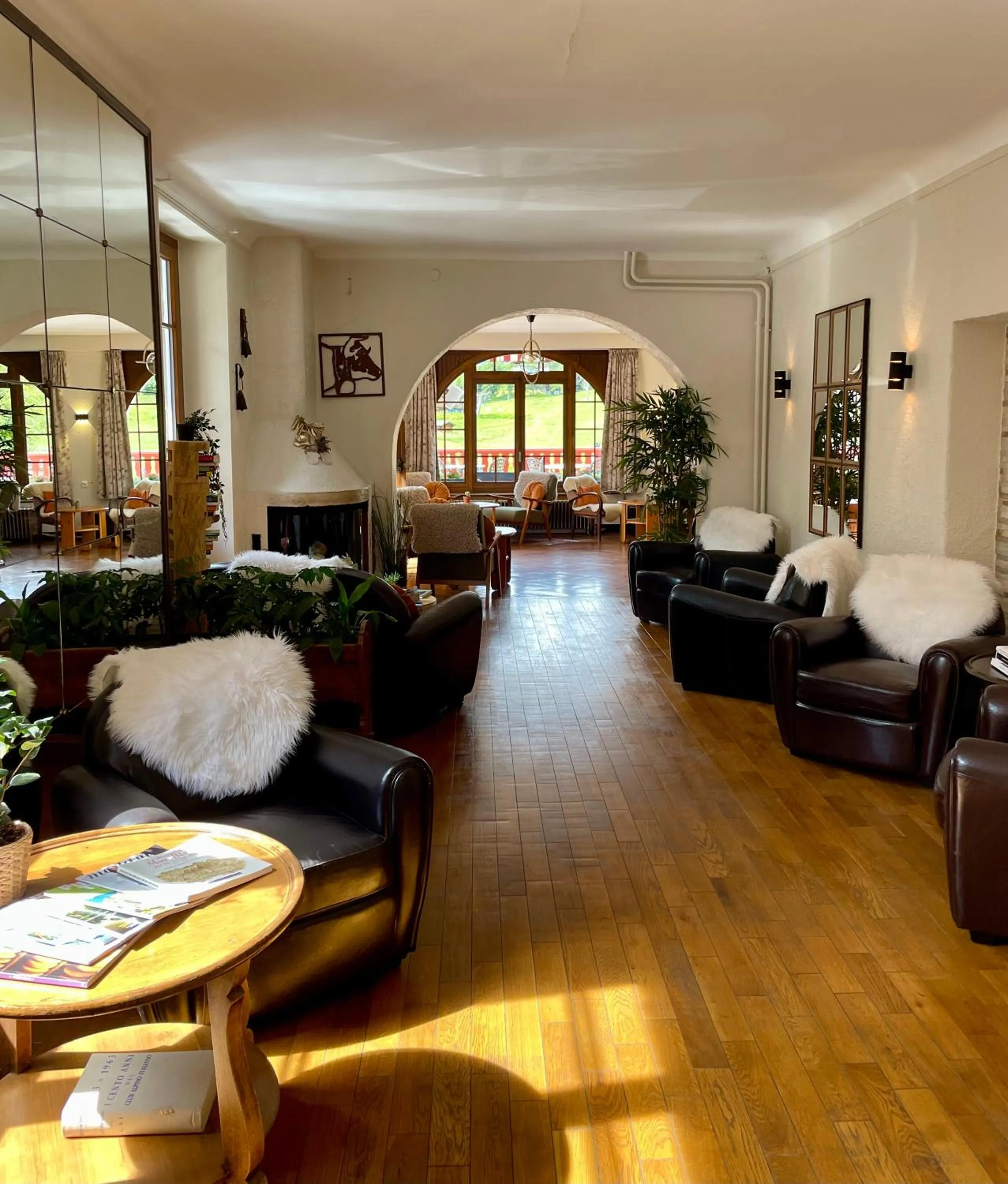 Lobby or reception in Chalet Hôtel La Sapinière