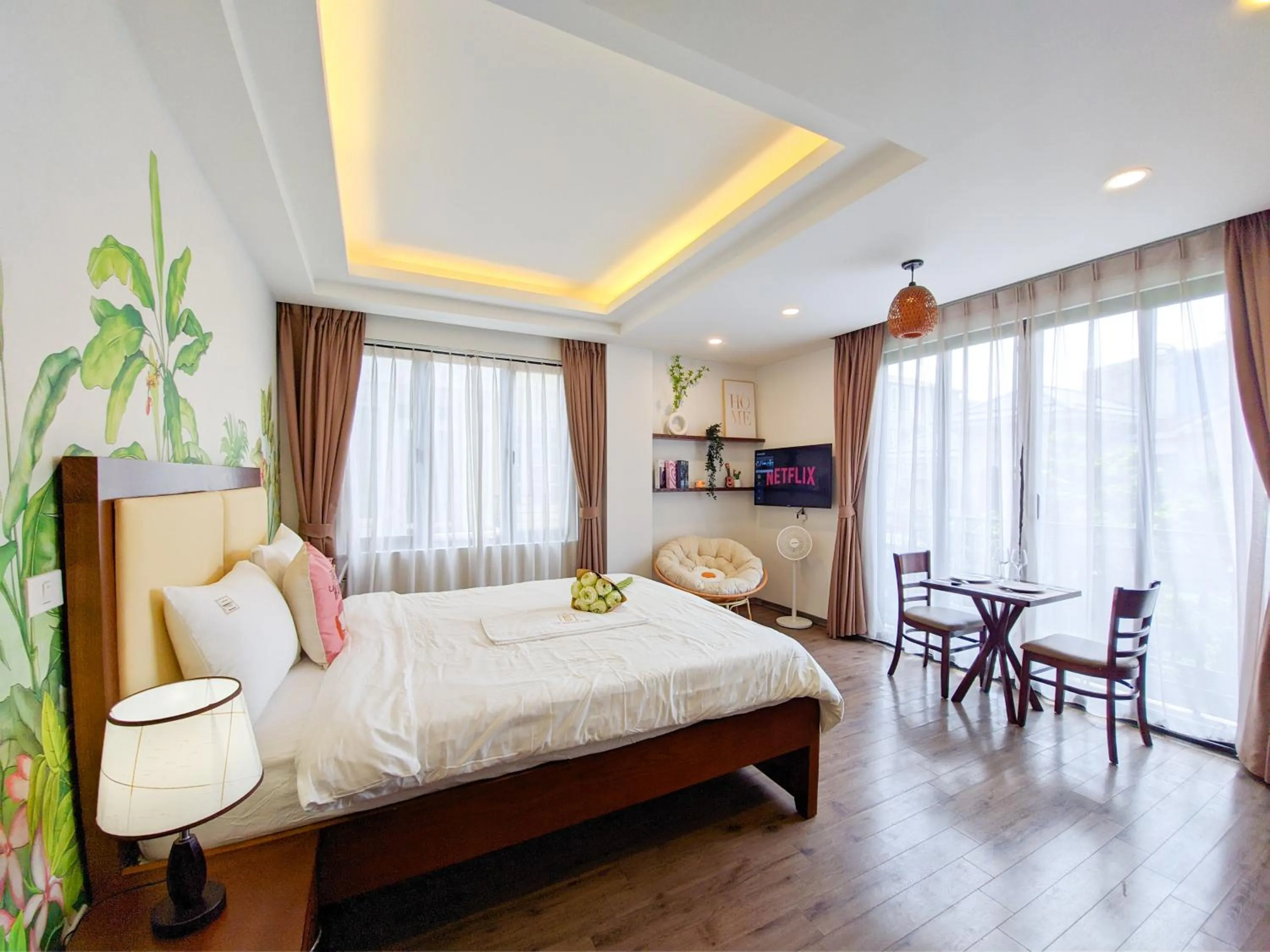 Bedroom, Bed in T98 Westlake Quang An - Tay ho Center Garden View Studio!