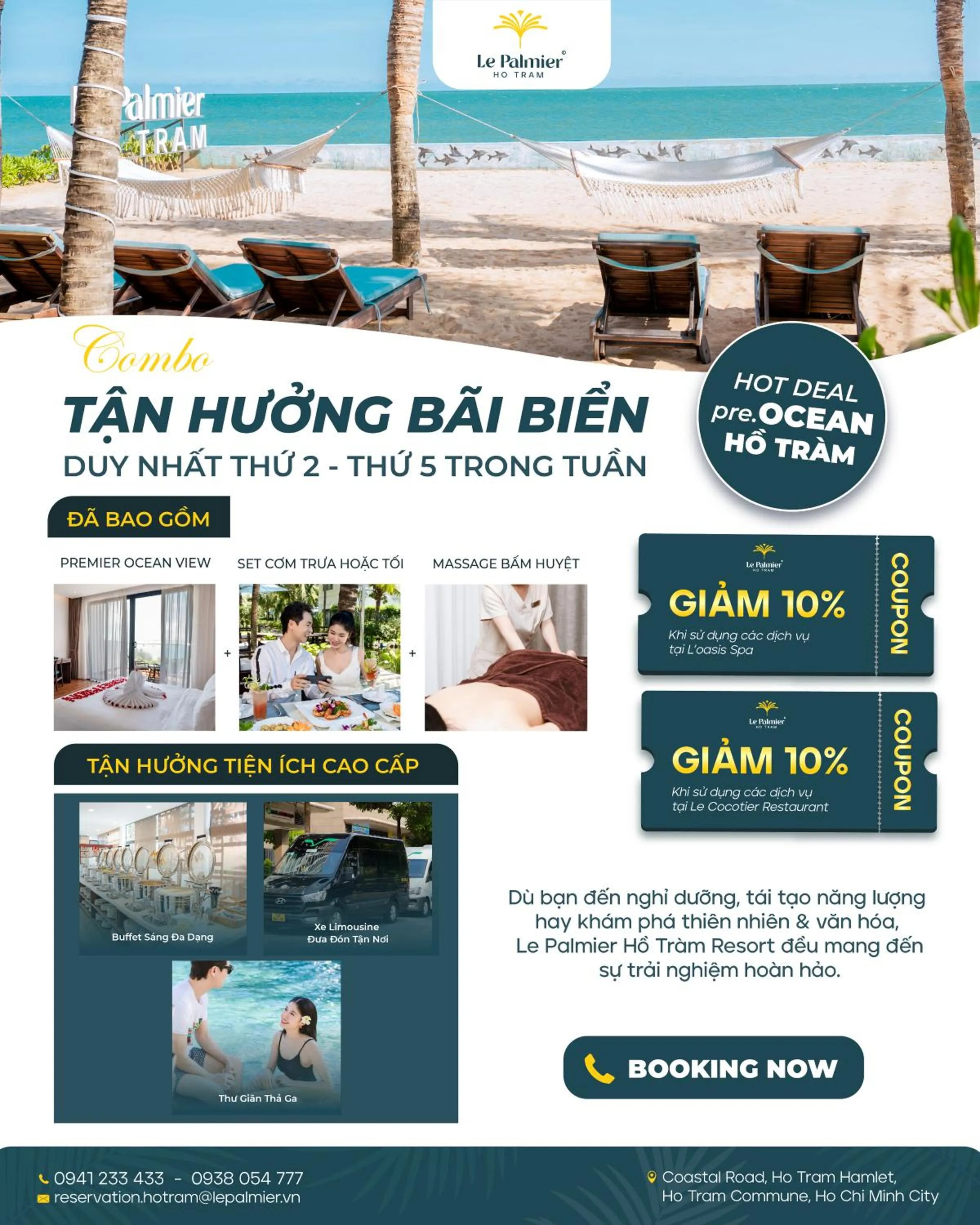 Le Palmier Ho Tram Resort - Beachfront with Private Beach