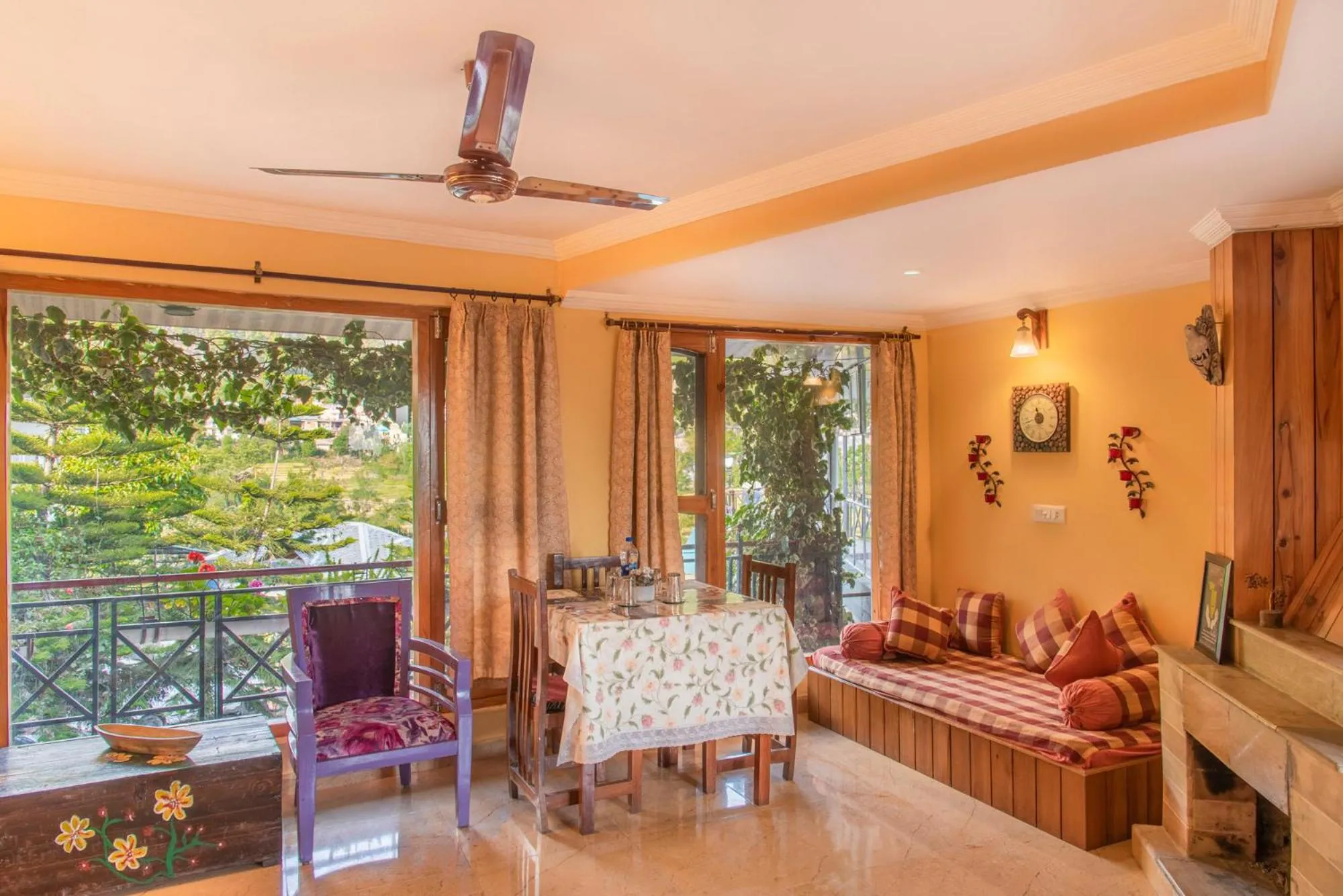 Seating area in Nandini Villa Dharamshala