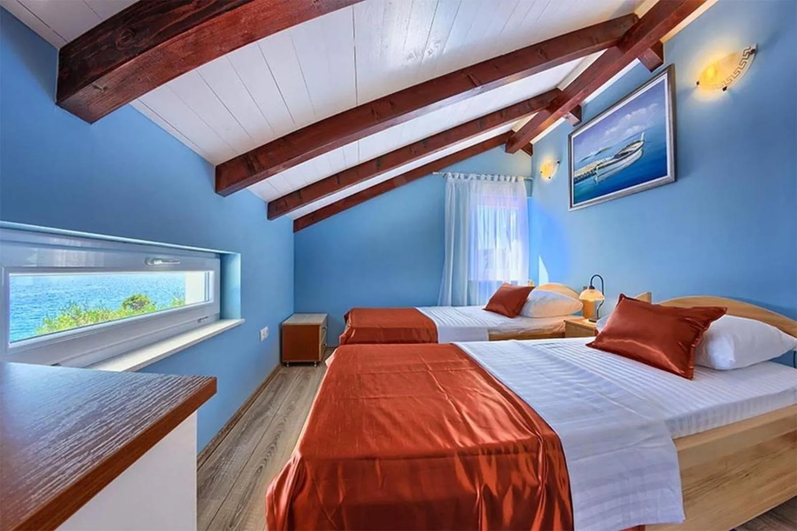 Bed in Luxury Beachfront Villa Dalmatino Trogir with private pool right at the beach in Okrug Gornji - Ciovo