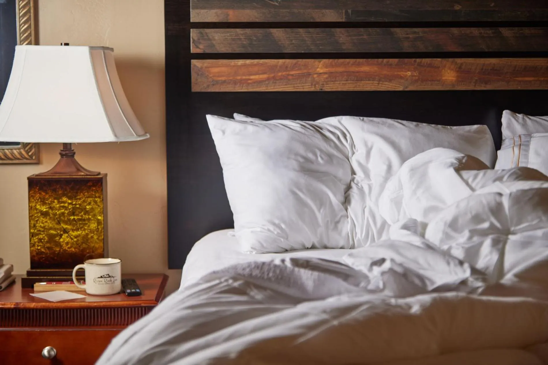 Bed in River Rock Inn B&B