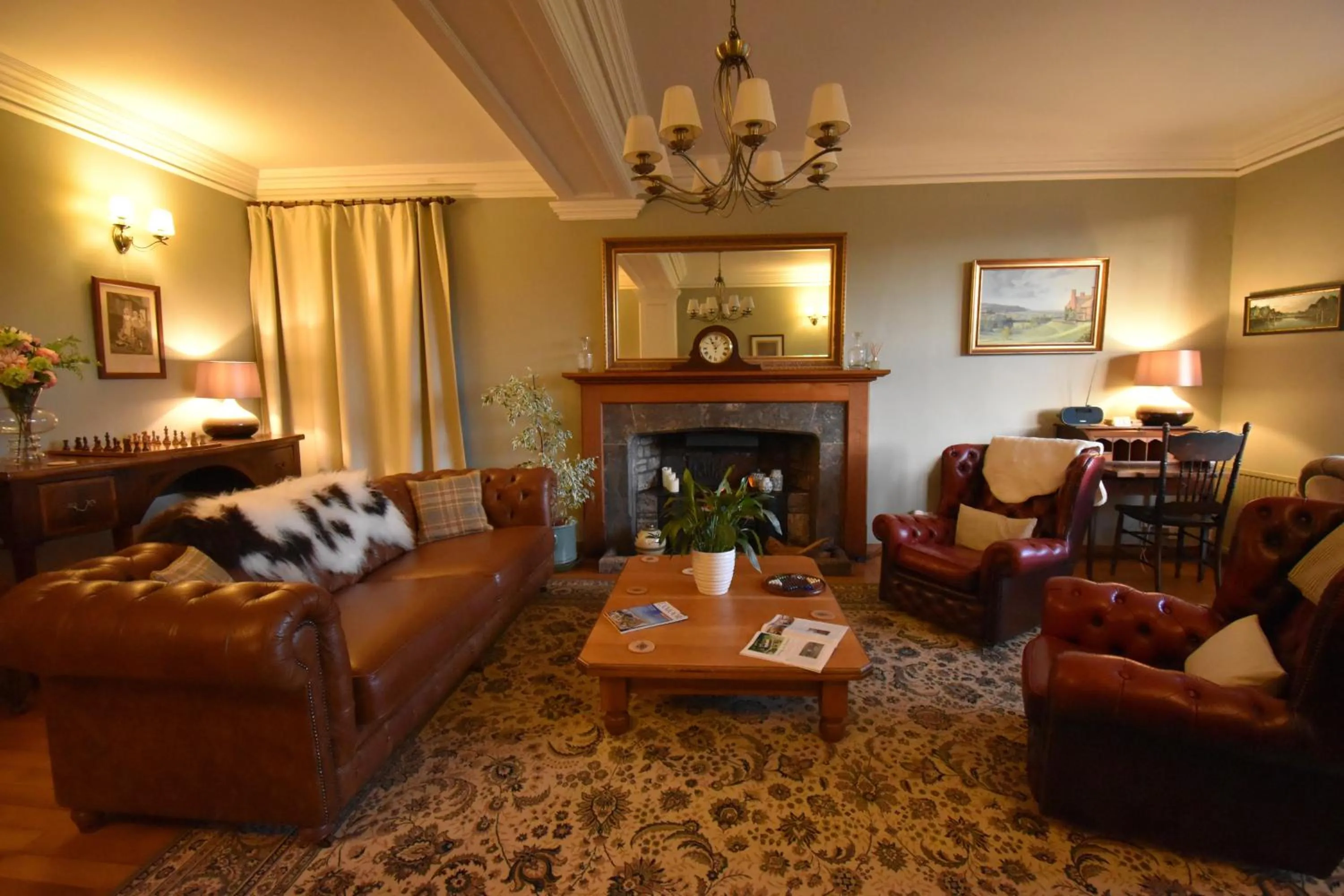 Living room in Luxury Bed And Breakfast at Bossington Hall in Exmoor, Somerset