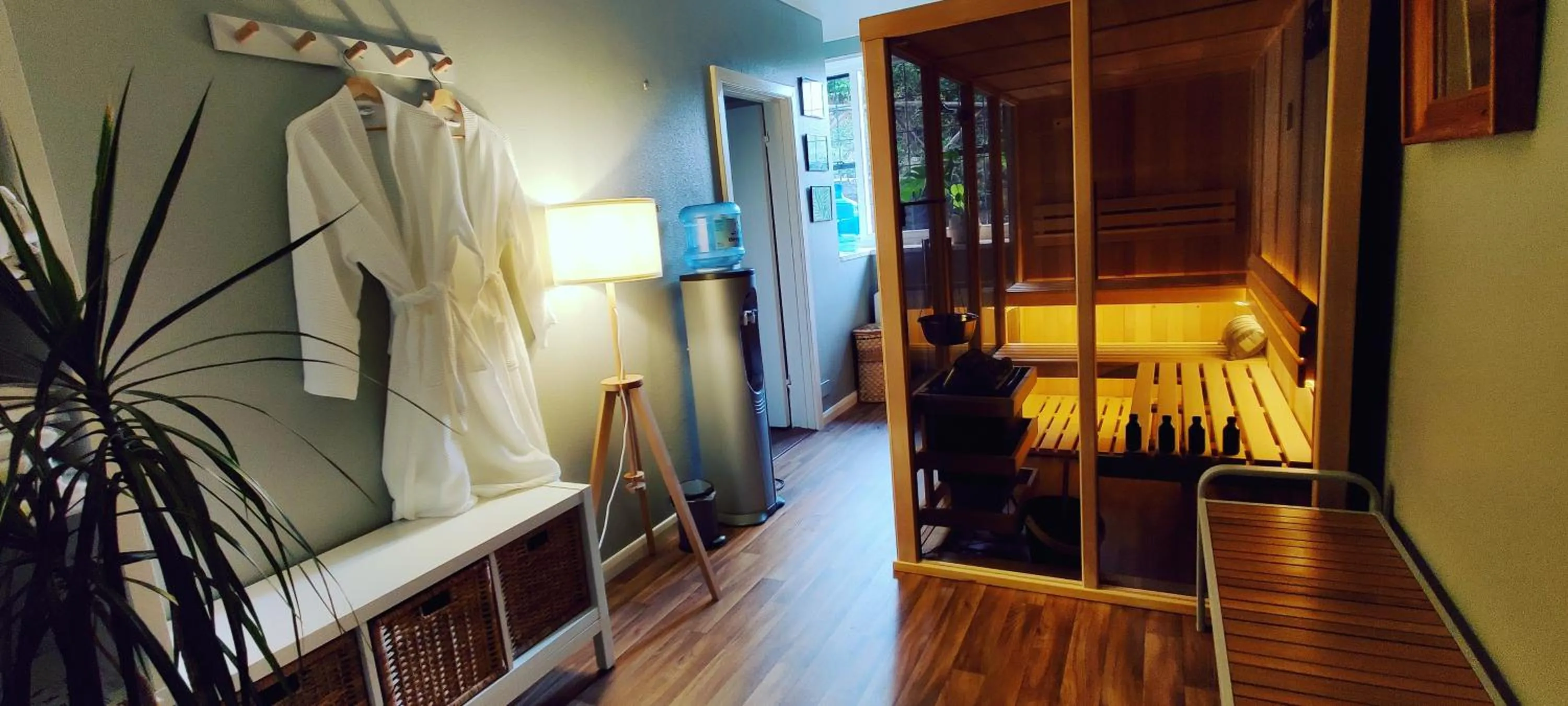 Sauna in Luxury Bed And Breakfast at Bossington Hall in Exmoor, Somerset