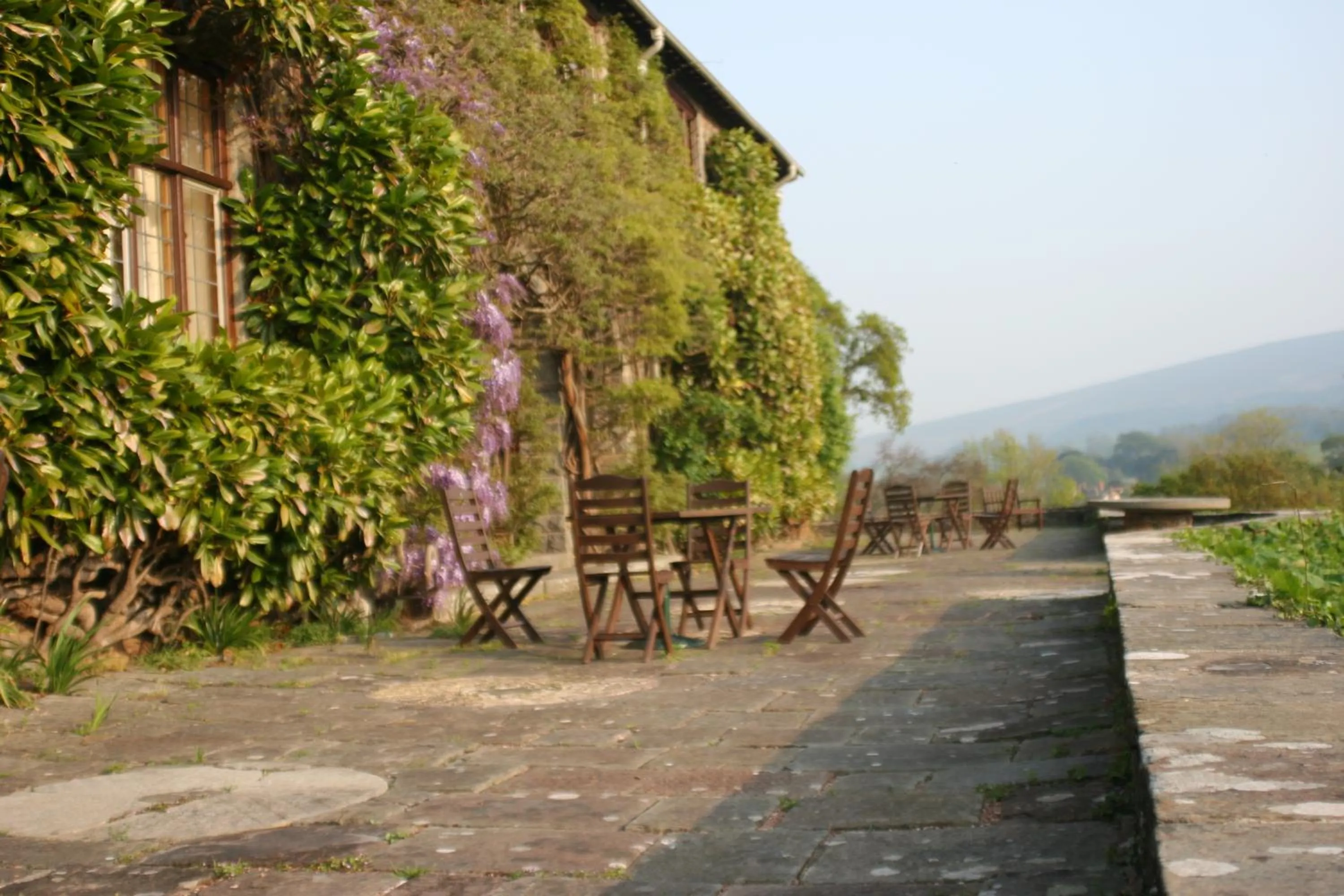 Patio in Luxury Bed And Breakfast at Bossington Hall in Exmoor, Somerset