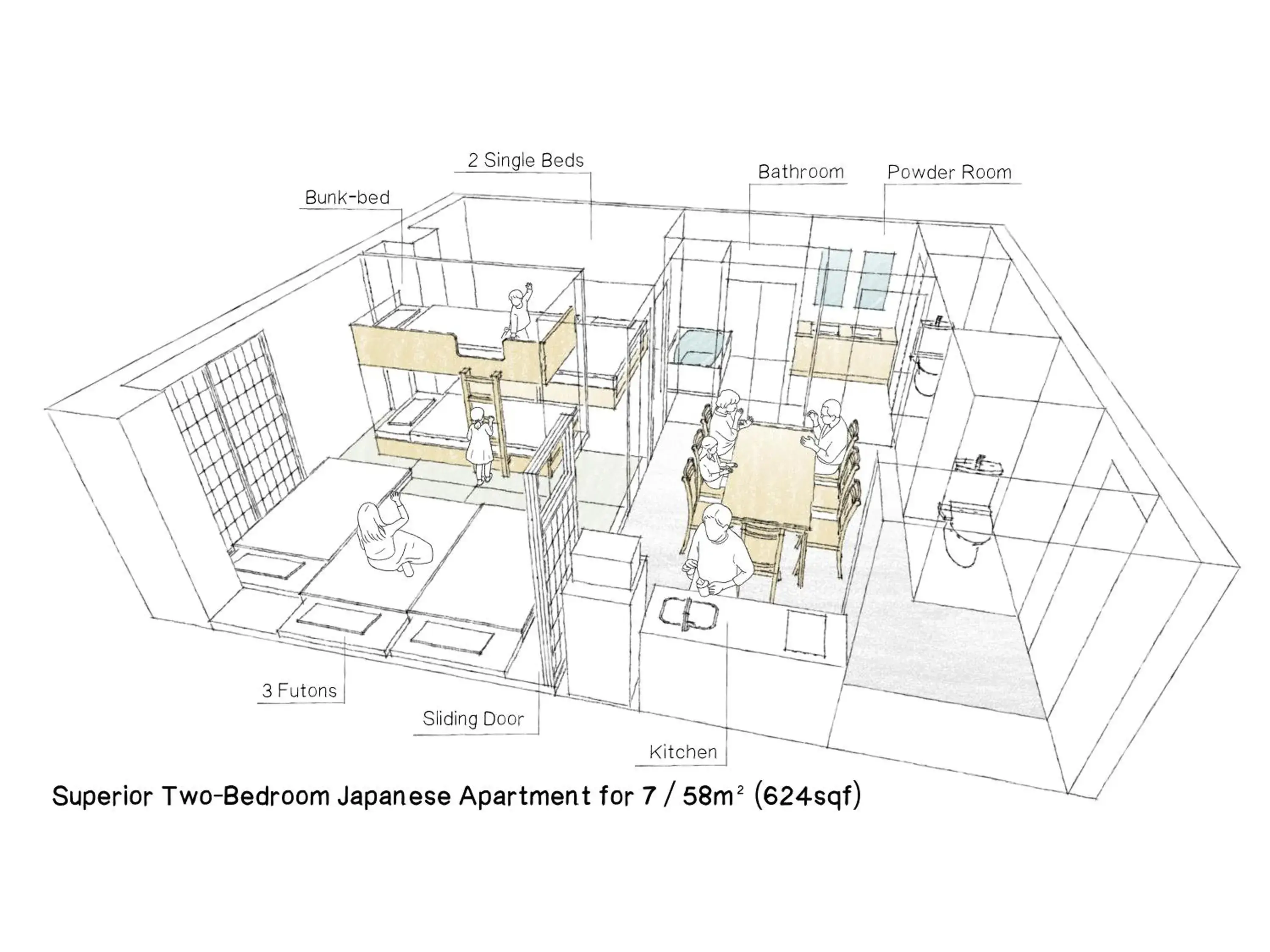 Superior Two-Bedroom Japanese Apartment For 7 in MIMARU Osaka Shinsaibashi East Superior Two-Bedroom Japanese Apartment For 7 in MIMARU Osaka Shinsaibashi East