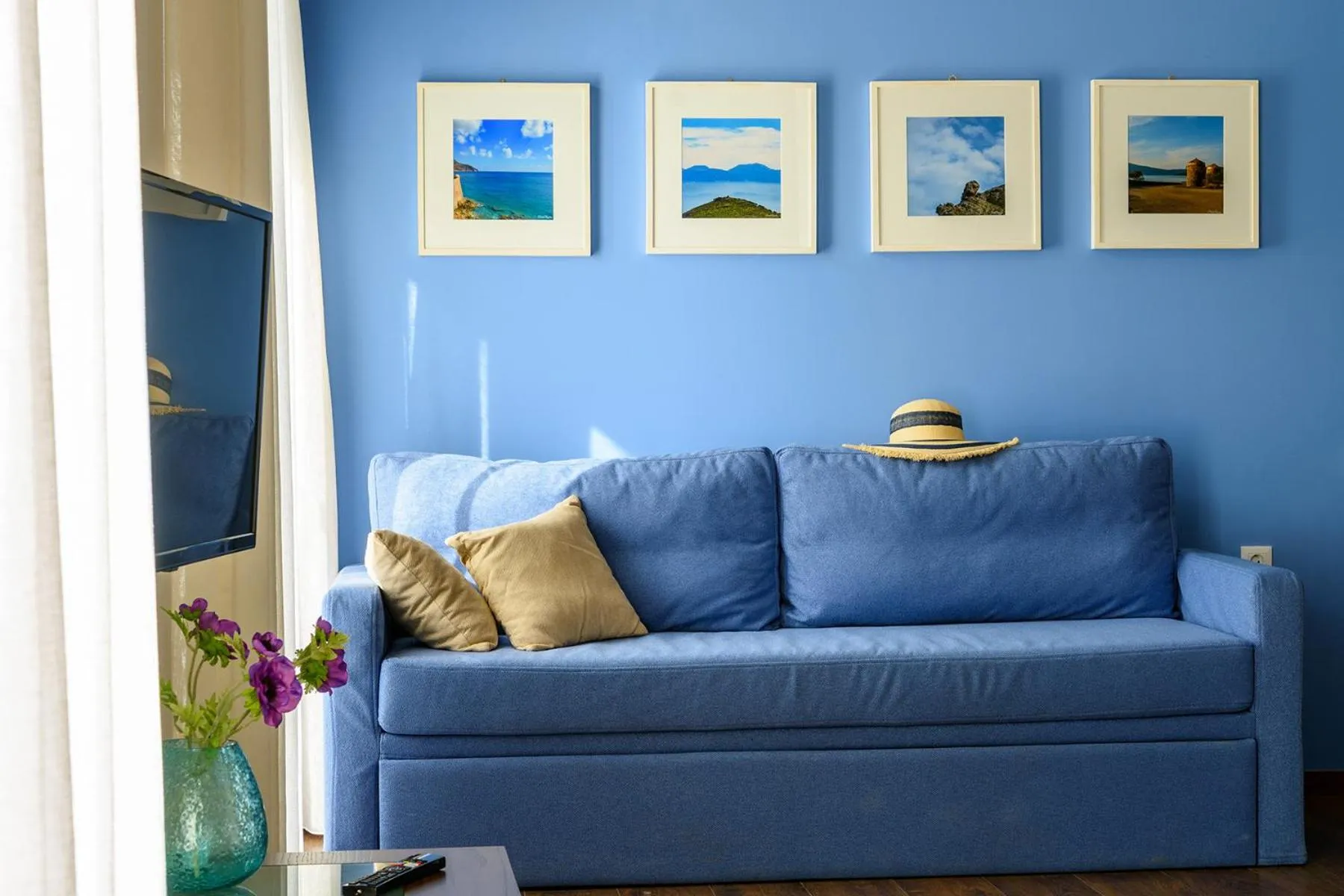Seating area in Elounda Colour Apartments