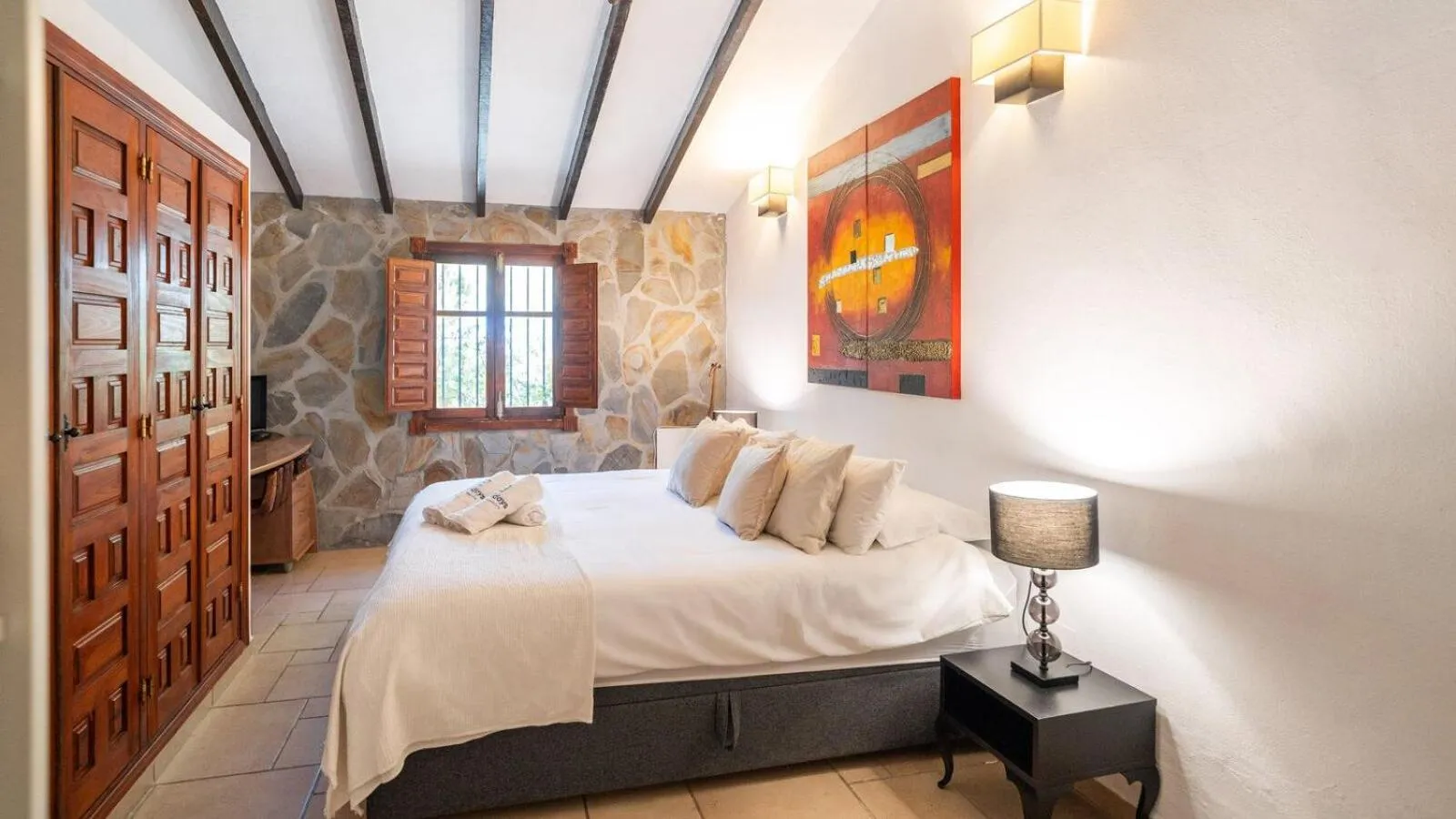 Bedroom, Bed in Casa del Alize Sayalonga by Ruralidays