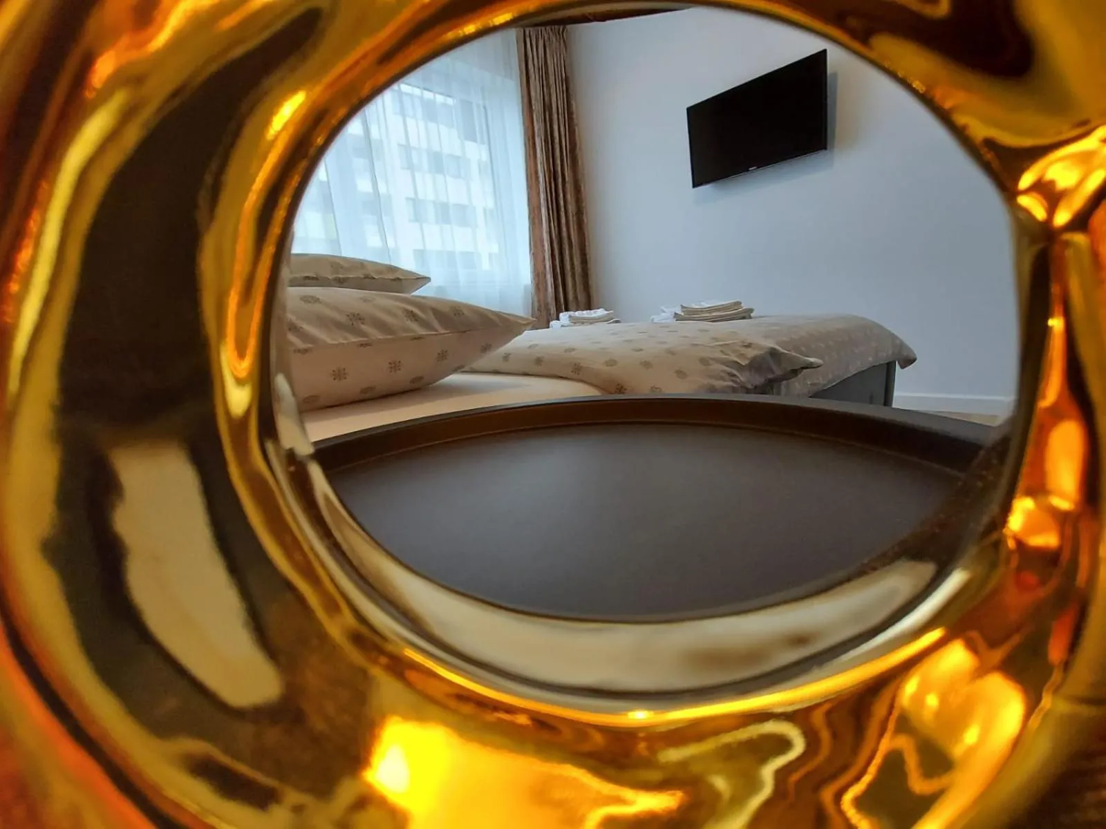 TV and multimedia, Bed in Panoramic Apartments Oradea