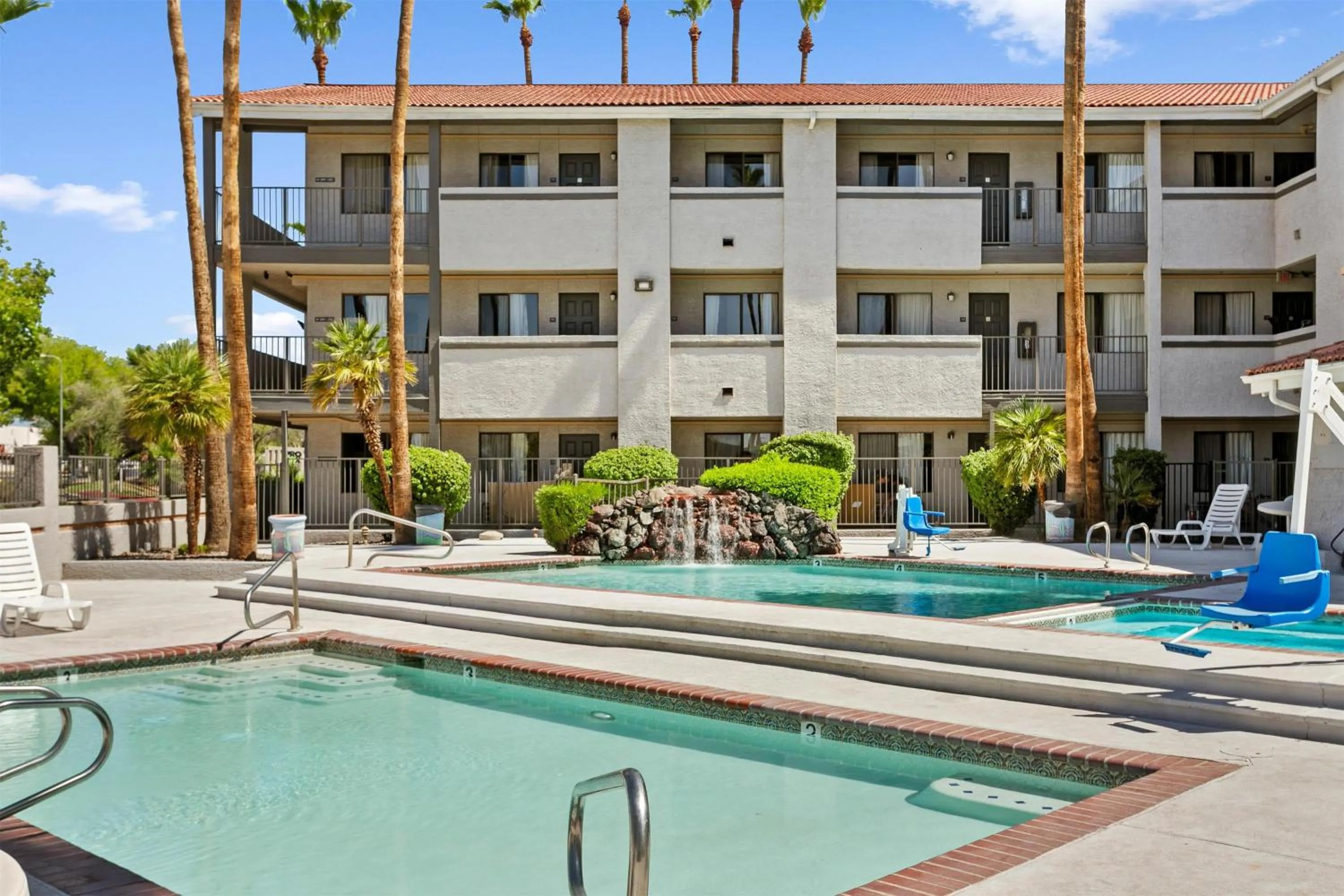 Pool view in Motel 6 Tempe, AZ Elliot Road