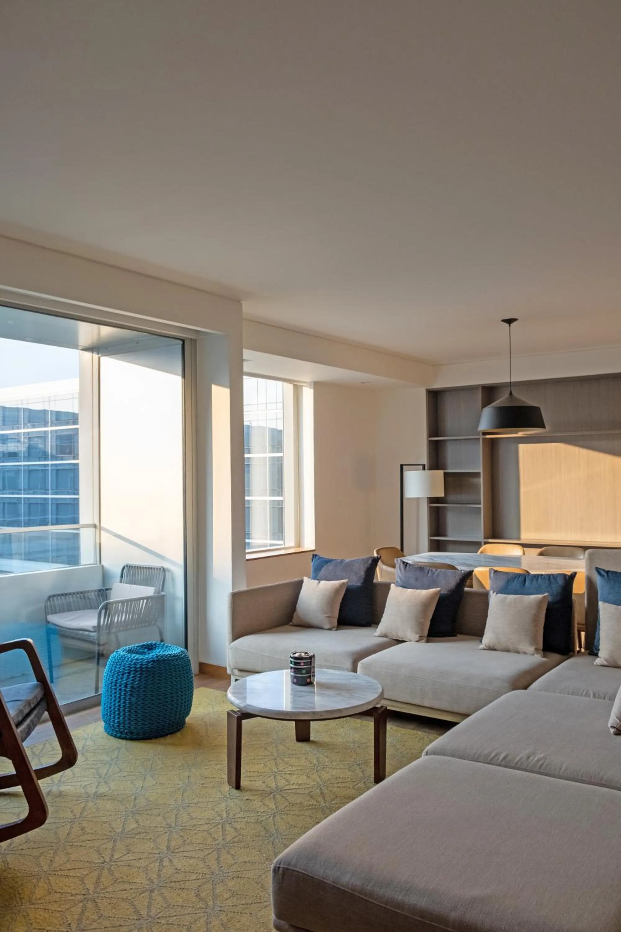 Living room, Bed in Hyatt Delhi Residences