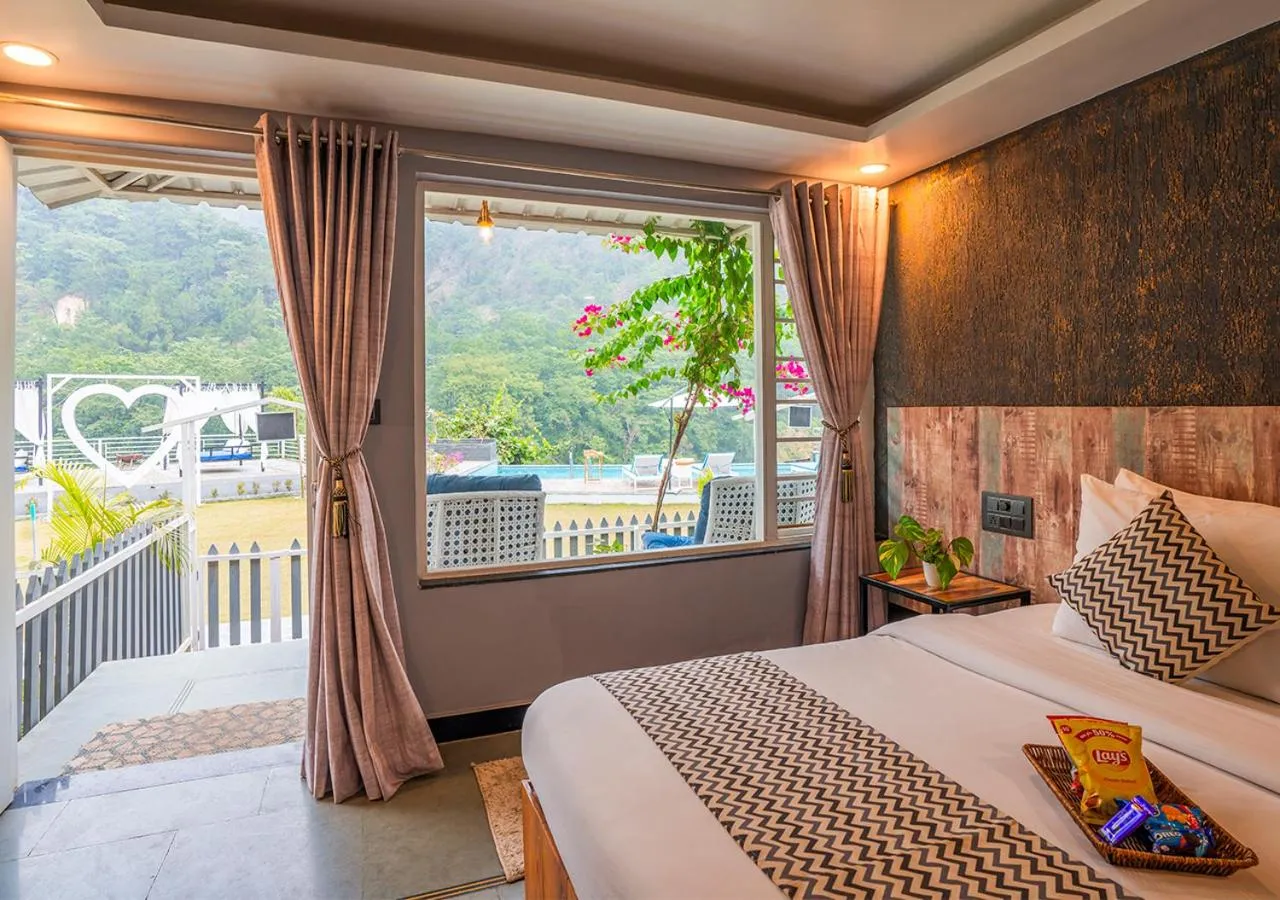 Garden view, Bed in Moustache Rishikesh Riverside Resort