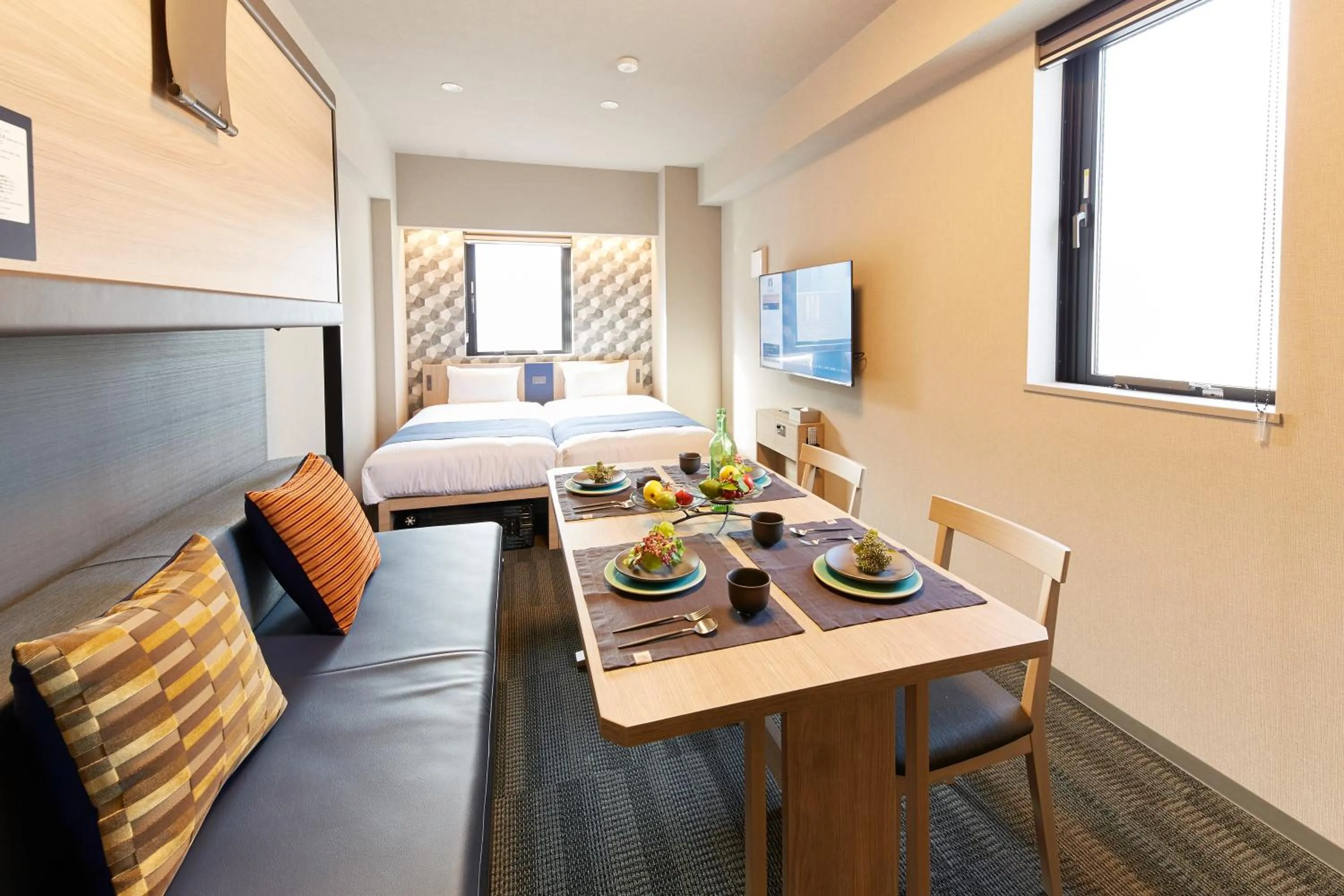 Living room, Bed in MONday Apart Asakusabashi Akihabara