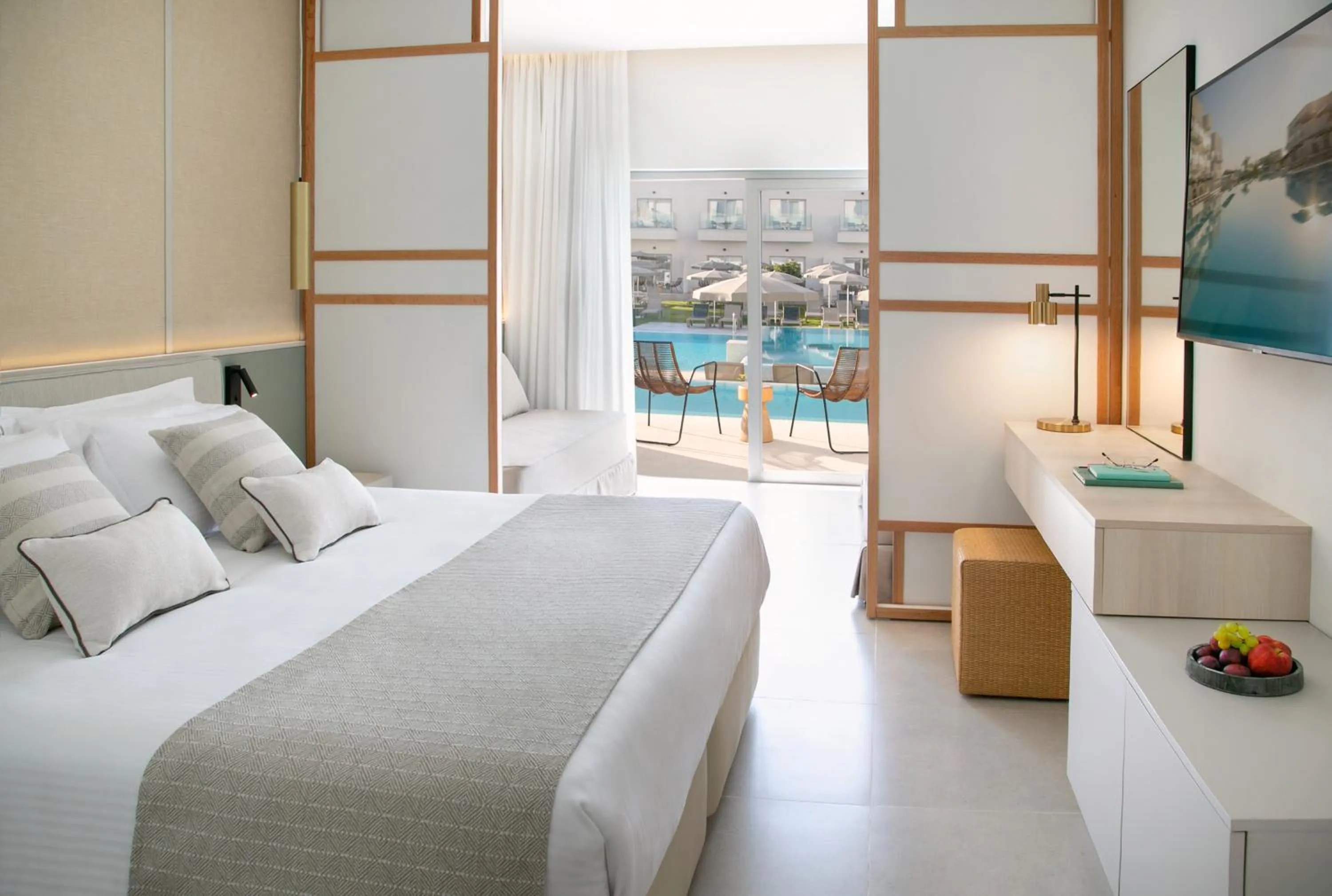 Bedroom, Bed in Atlantica Aqua Blue