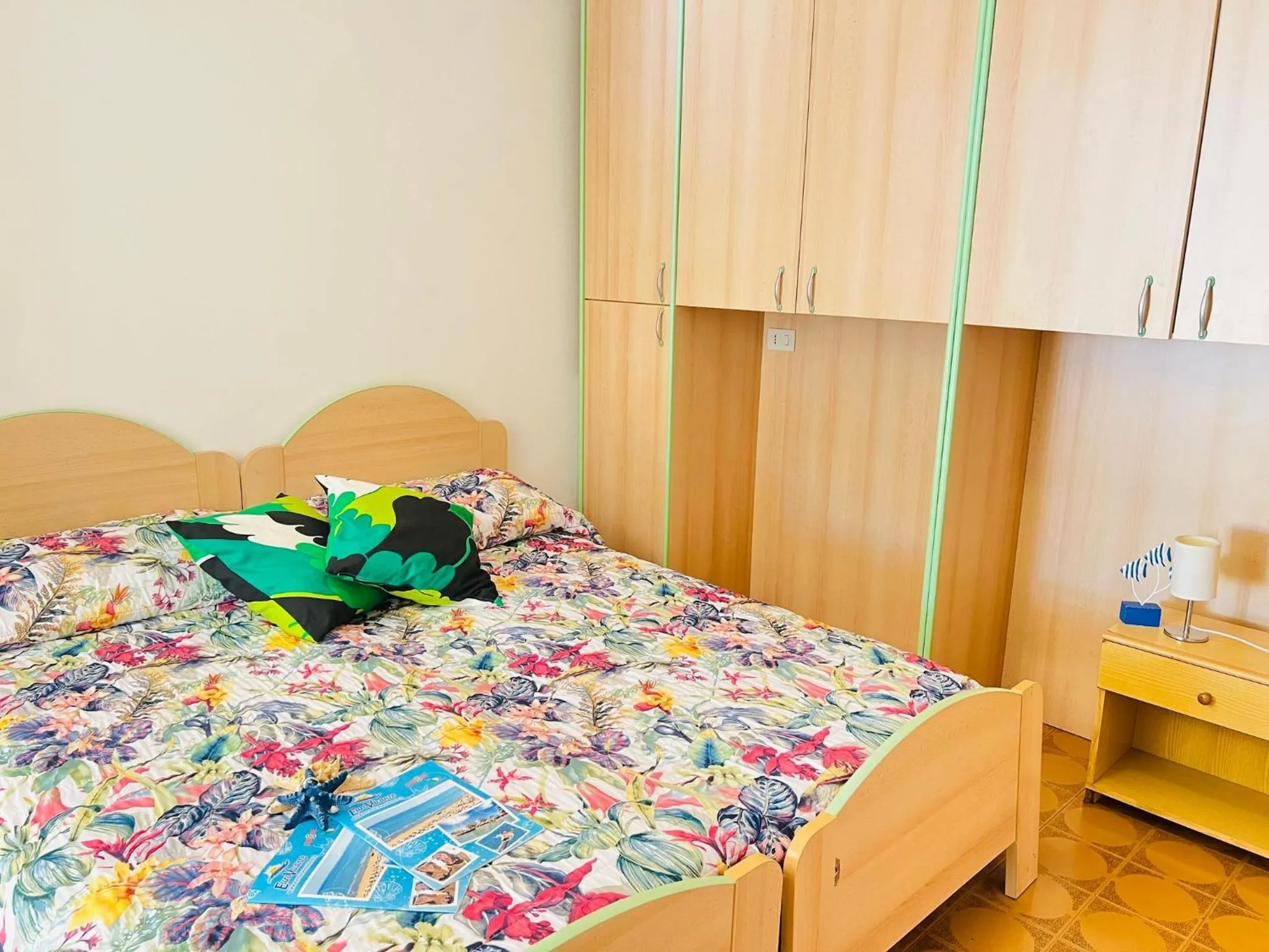 Bed in Spacious apartment with large balcony