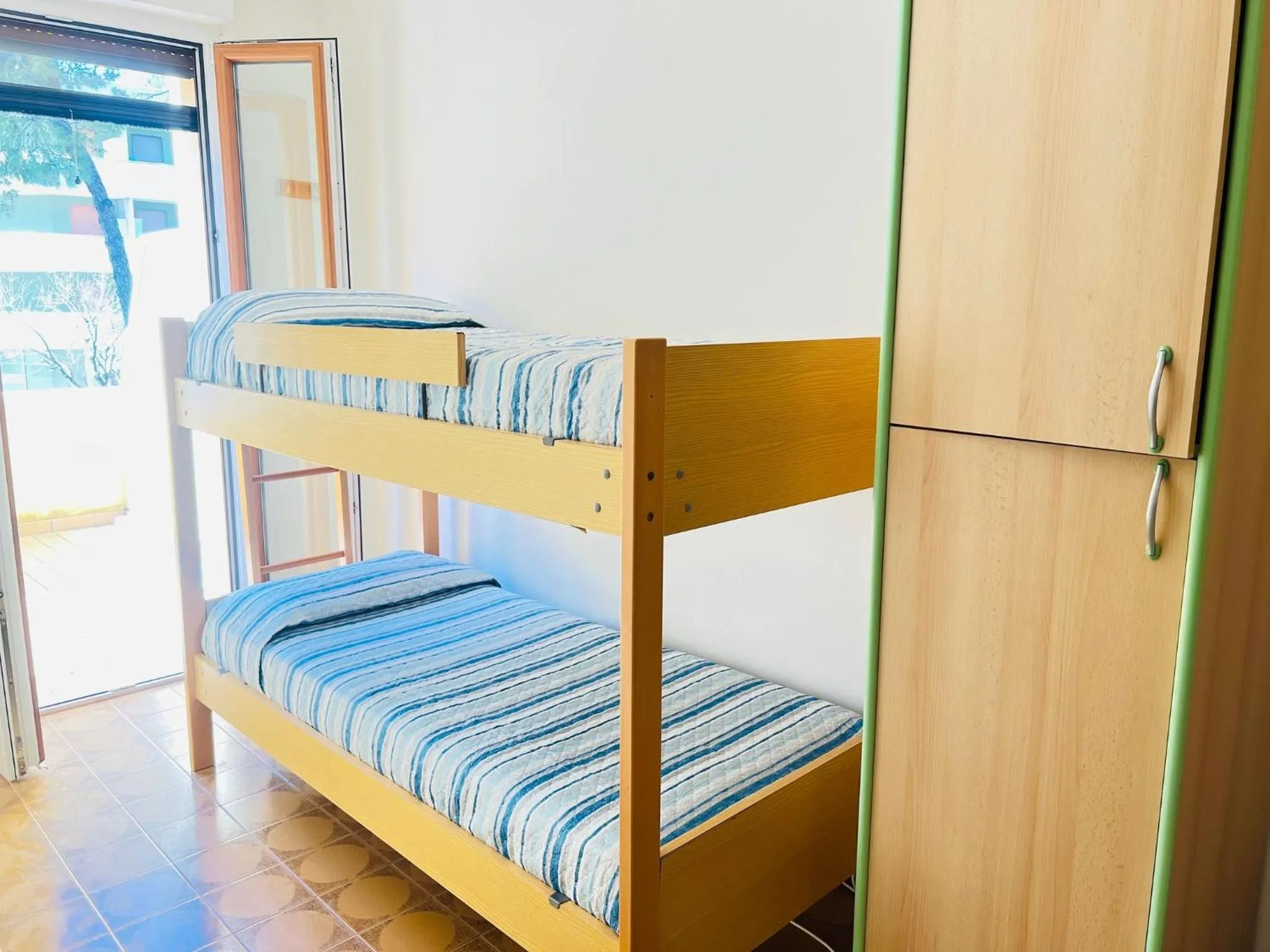 Bed in Spacious apartment with large balcony