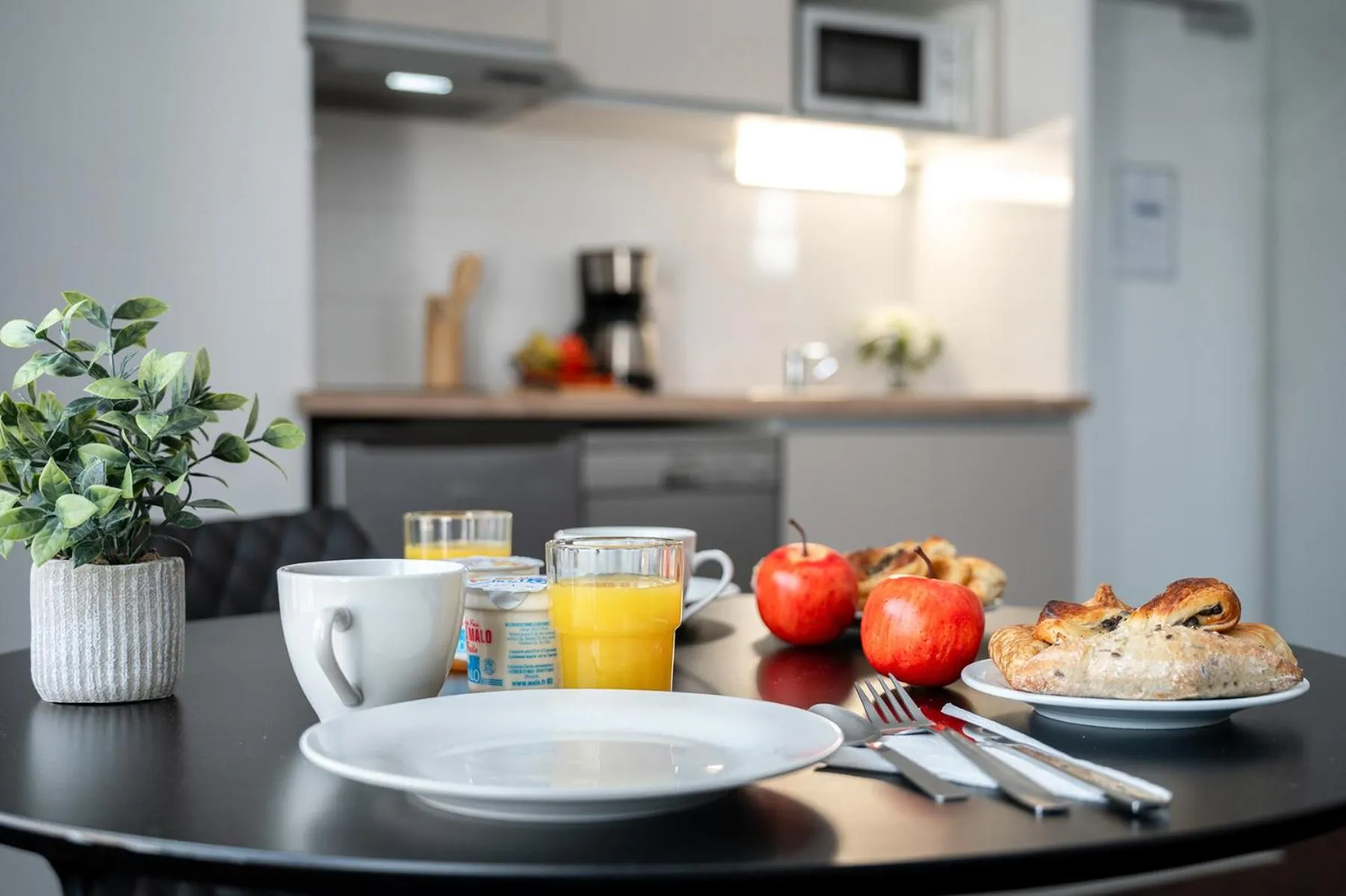 Kitchen or kitchenette in Nemea Appart Hotel Europe Velizy Villacoublay