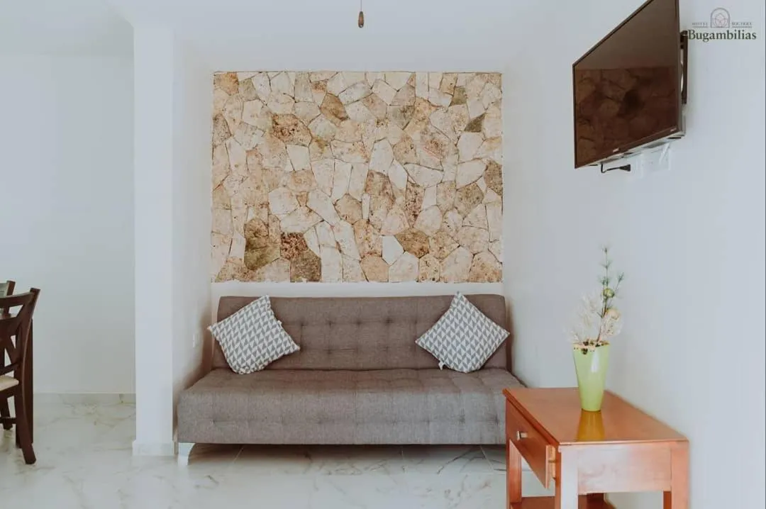 Communal lounge/ TV room in Hotel Boutique Bugambilias