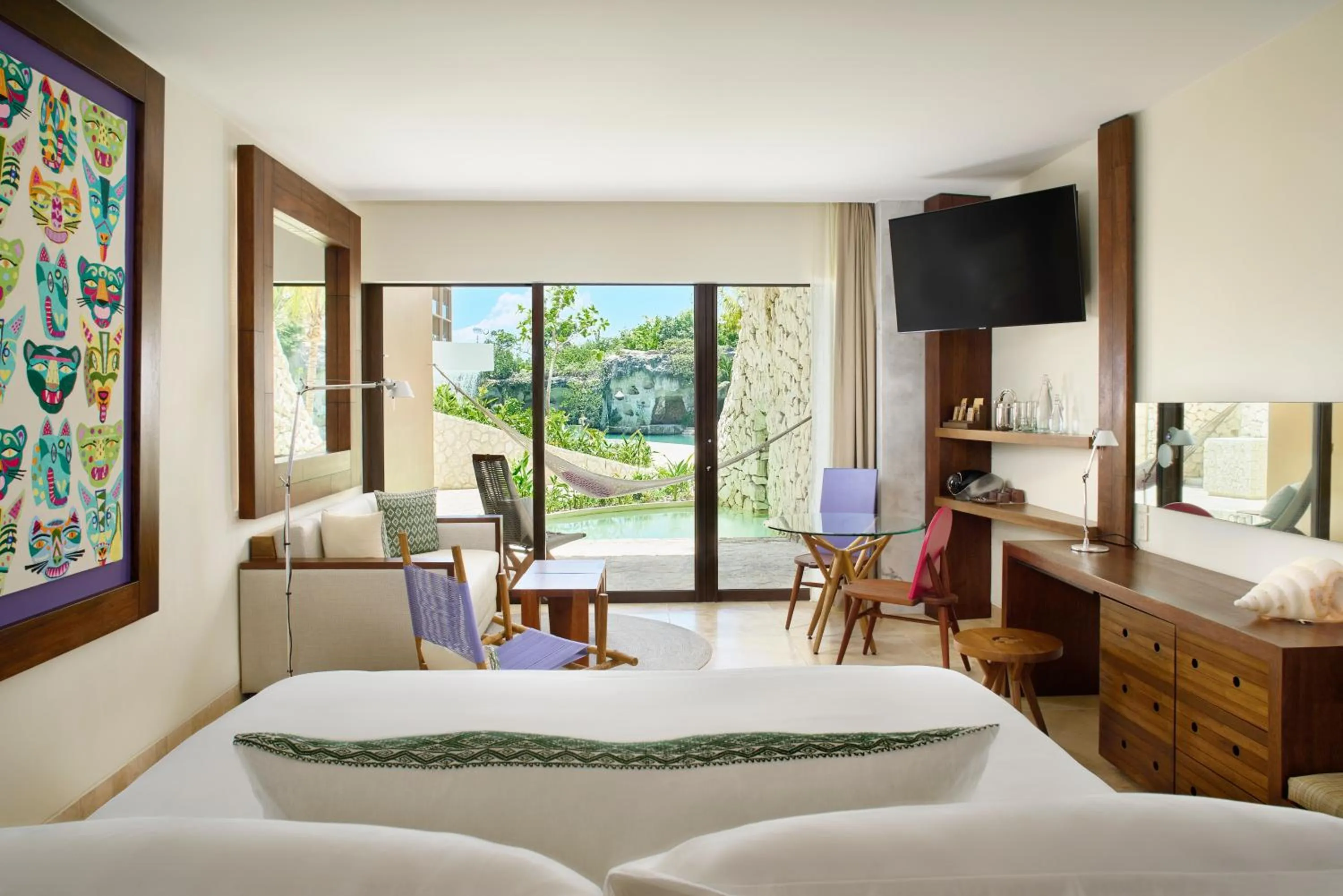 View (from property/room), Bed in Hotel Xcaret Arte - All Parks All Fun Inclusive - Adults Only