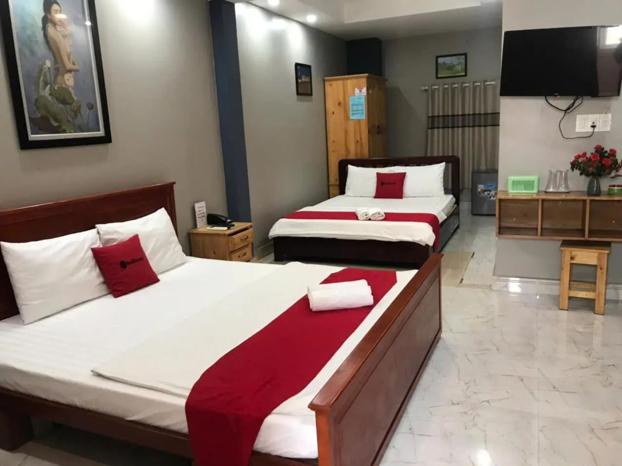 Bed in Bờ Sông Hotel