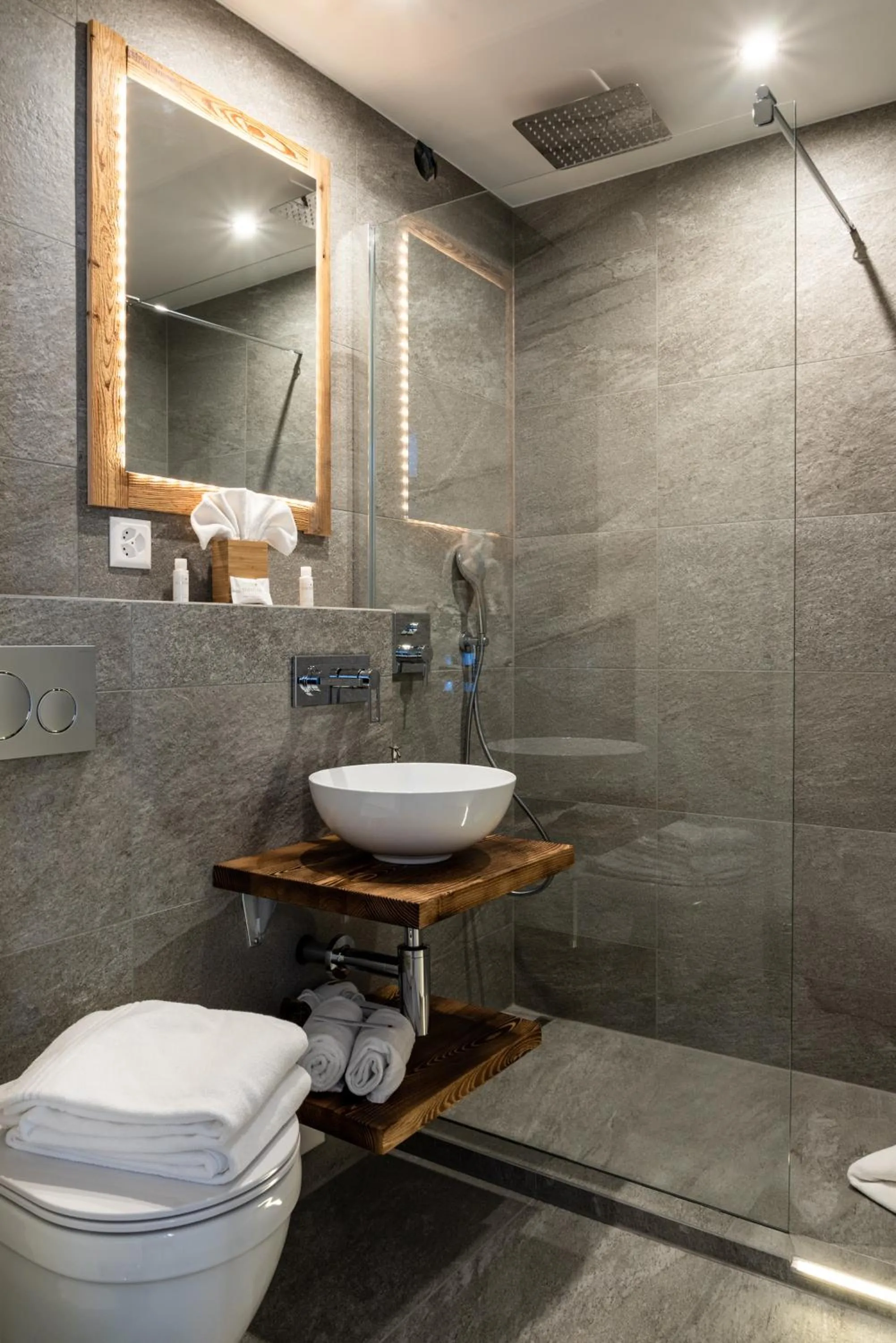 Shower in Typically Swiss Hotel Ermitage