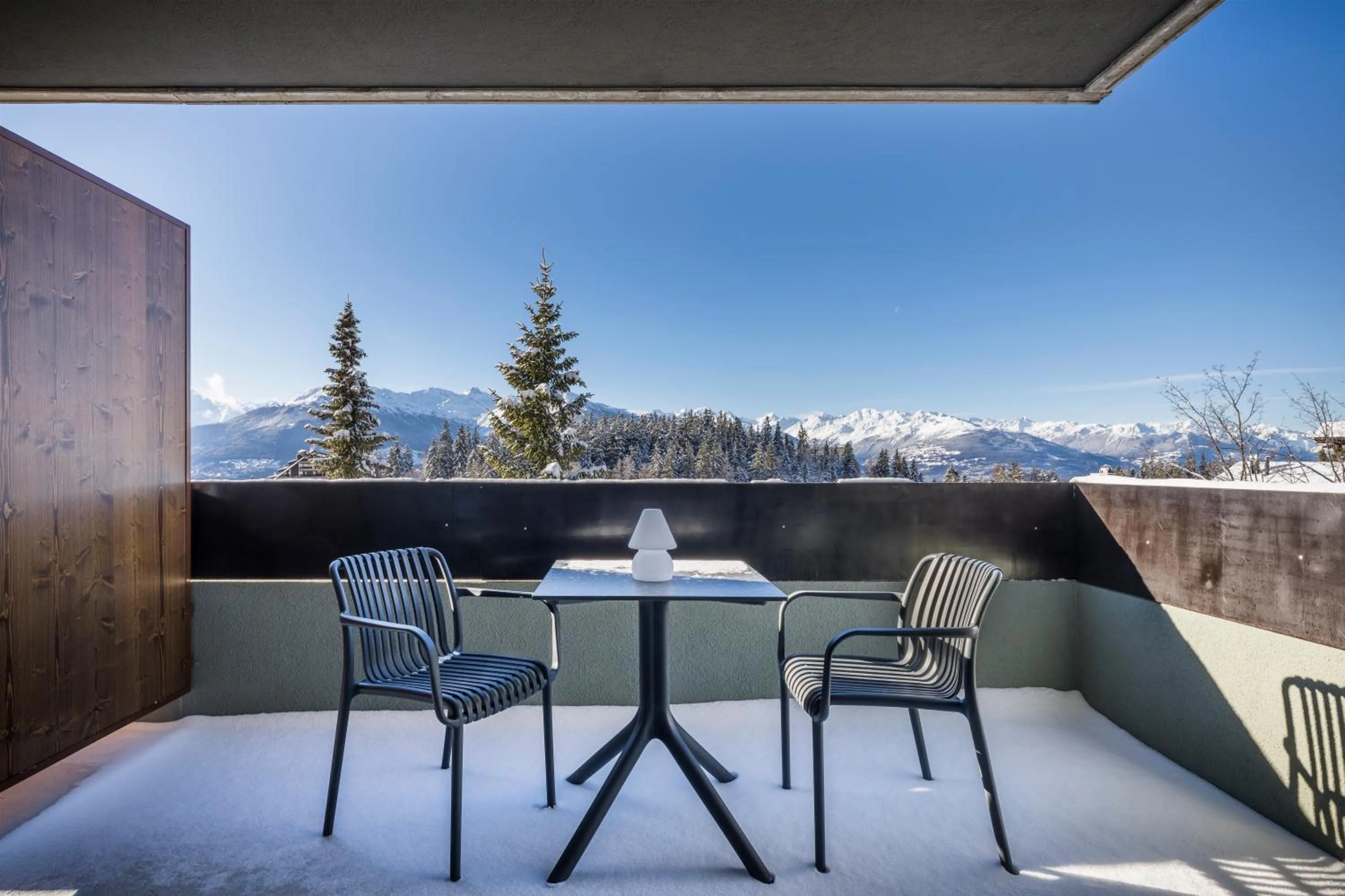 Balcony/Terrace in Hotel Valaisia Crans Montana, a Faern Collection Resort
