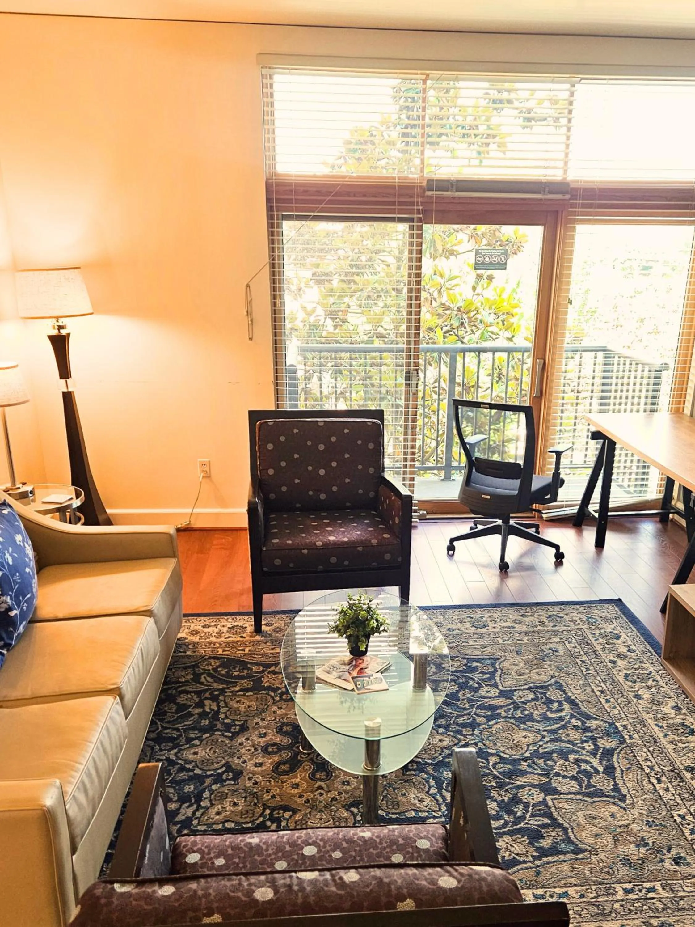 Living room in Renu Suites at The Burlington Portland
