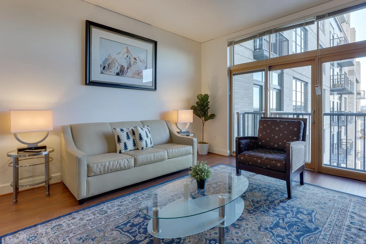 Living room in Renu Suites at The Burlington Portland