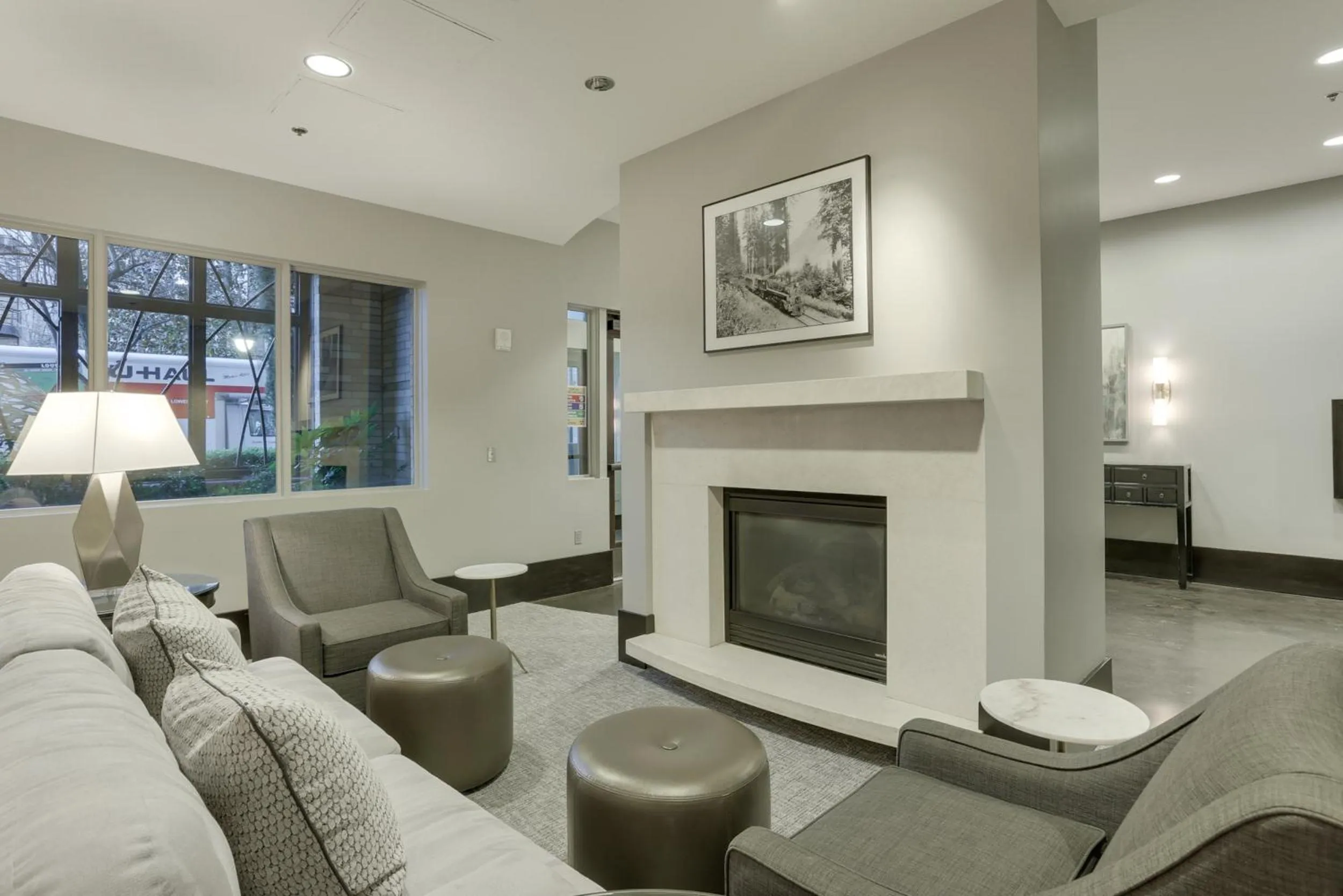 Seating area in Renu Suites at The Burlington Portland