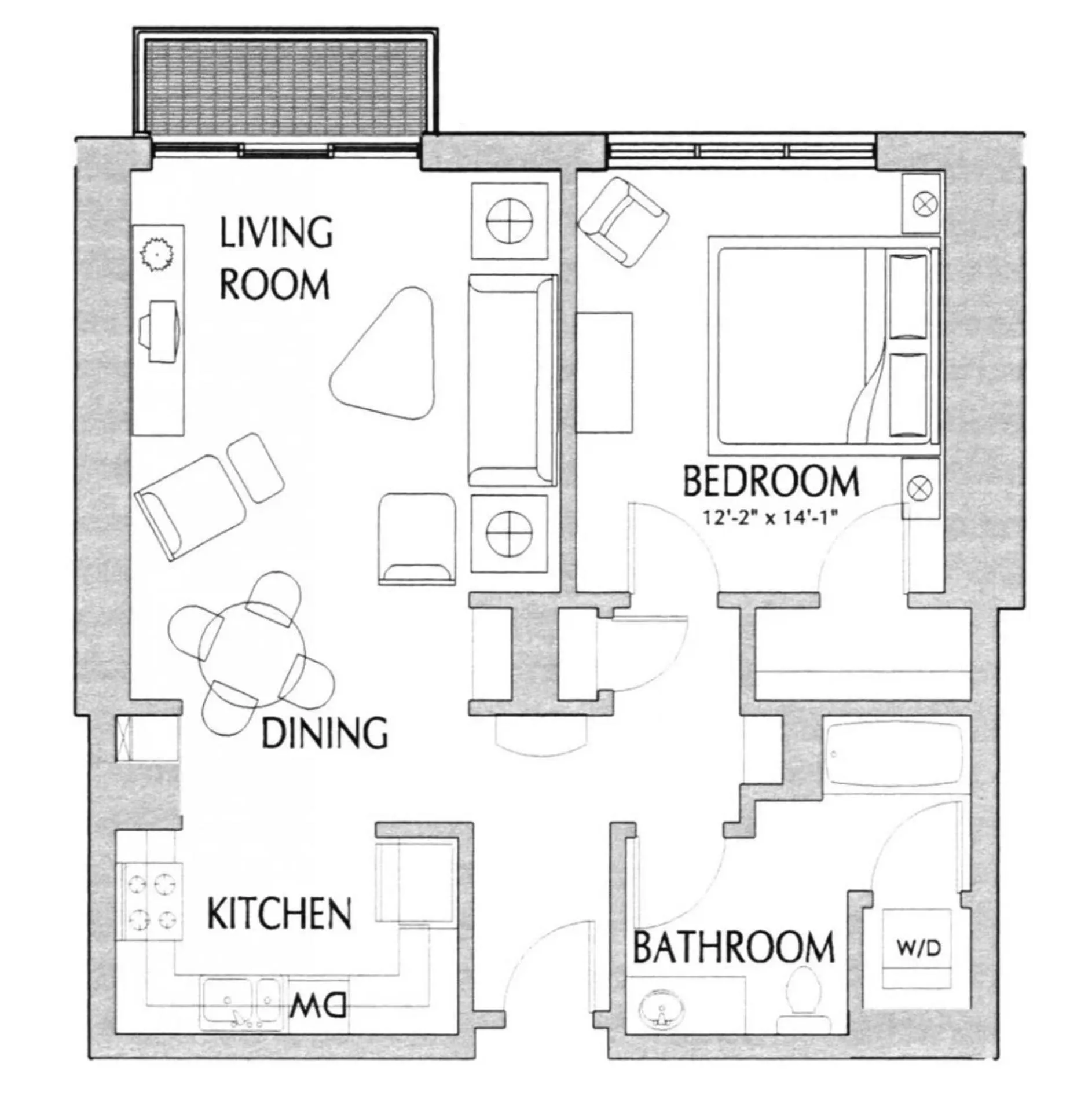 Floor plan in Renu Suites at The Burlington Portland