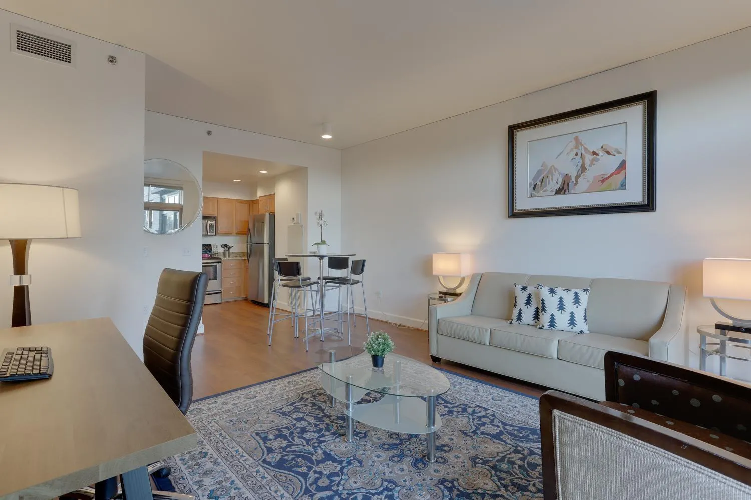 Living room in Renu Suites at The Burlington Portland