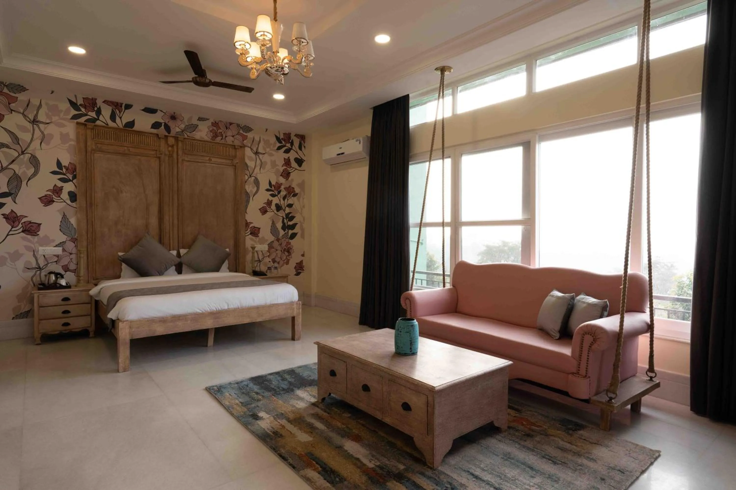 Living room, Bed in The Atman Dharamshala by Leisure Hotels