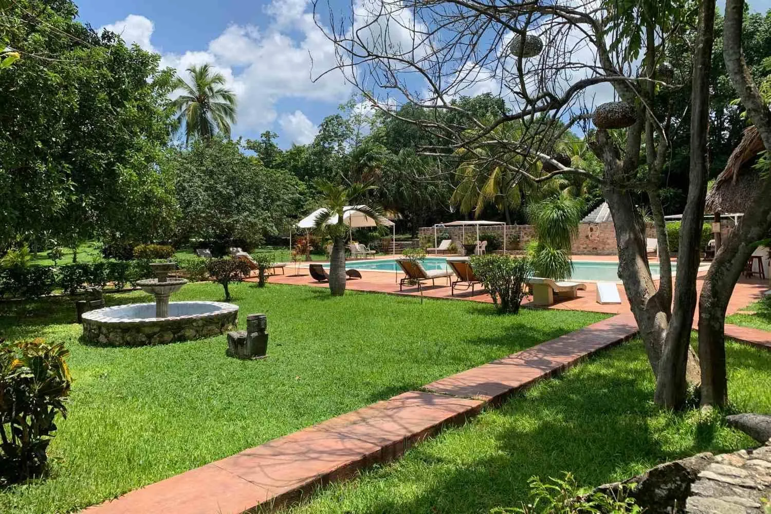 Pool view in Hotel Puerta Chichen