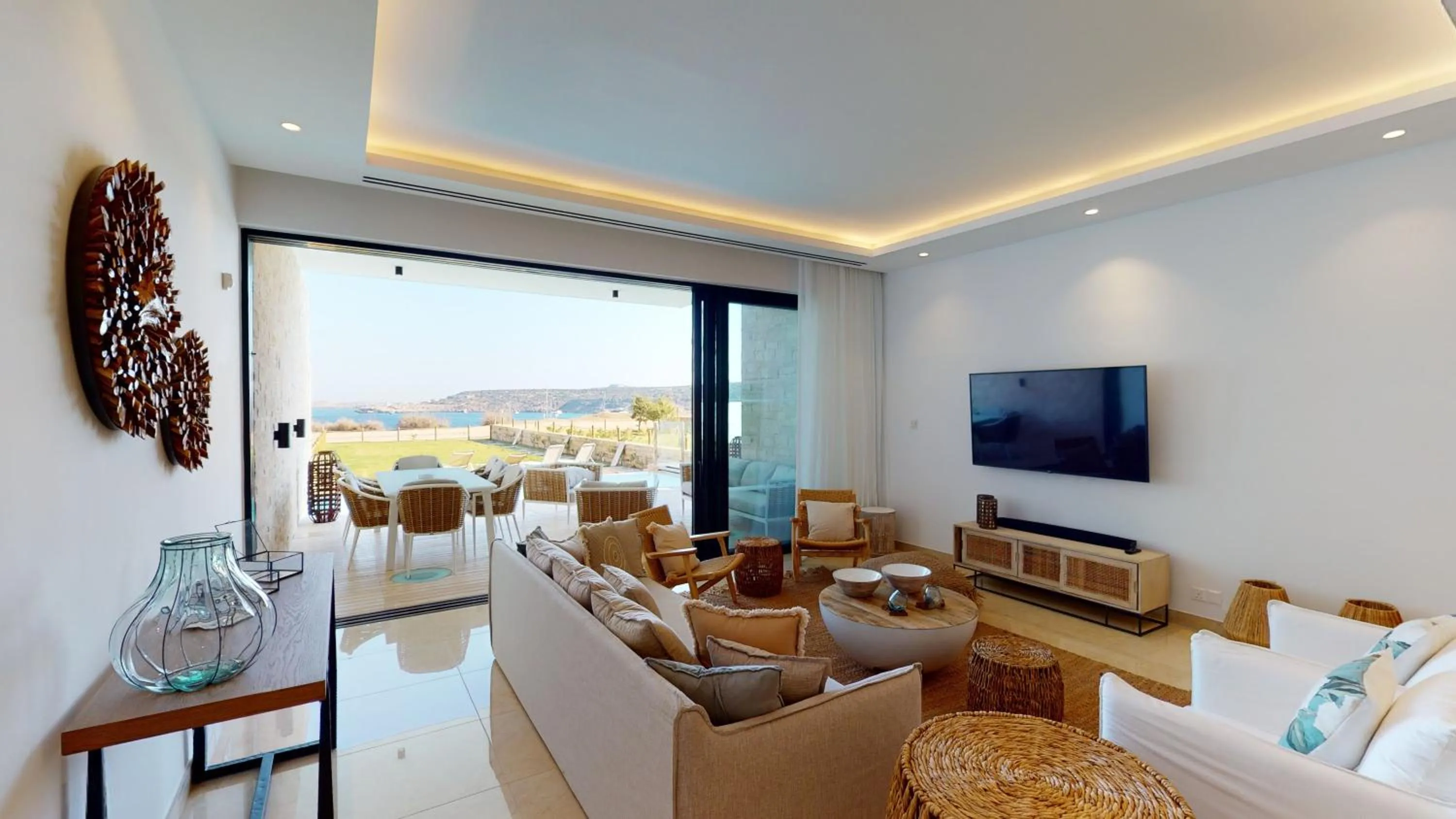 Living room in Periyiali Konnos Villas Beach Resort