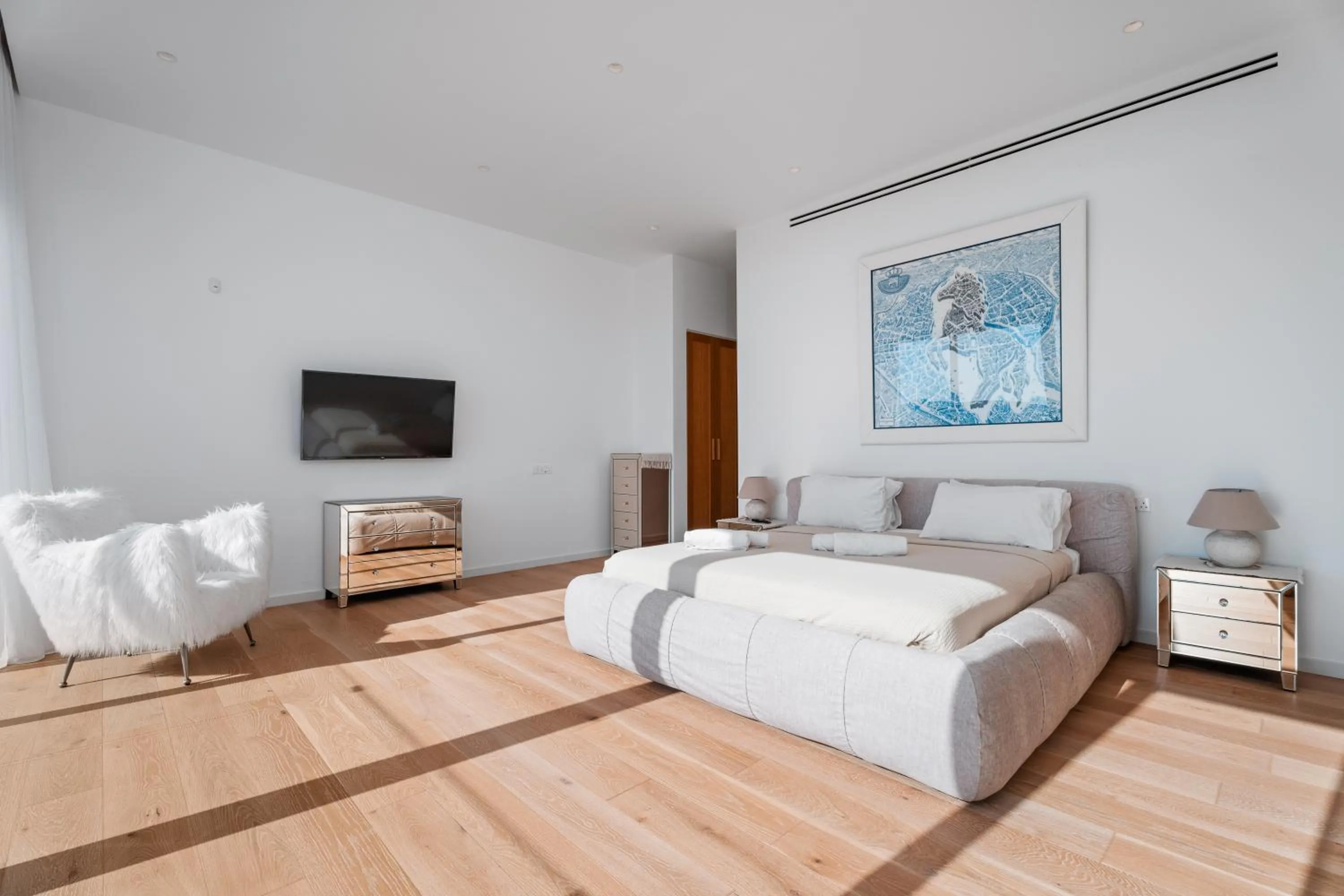 View (from property/room), Bed in Periyiali Konnos Villas Beach Resort