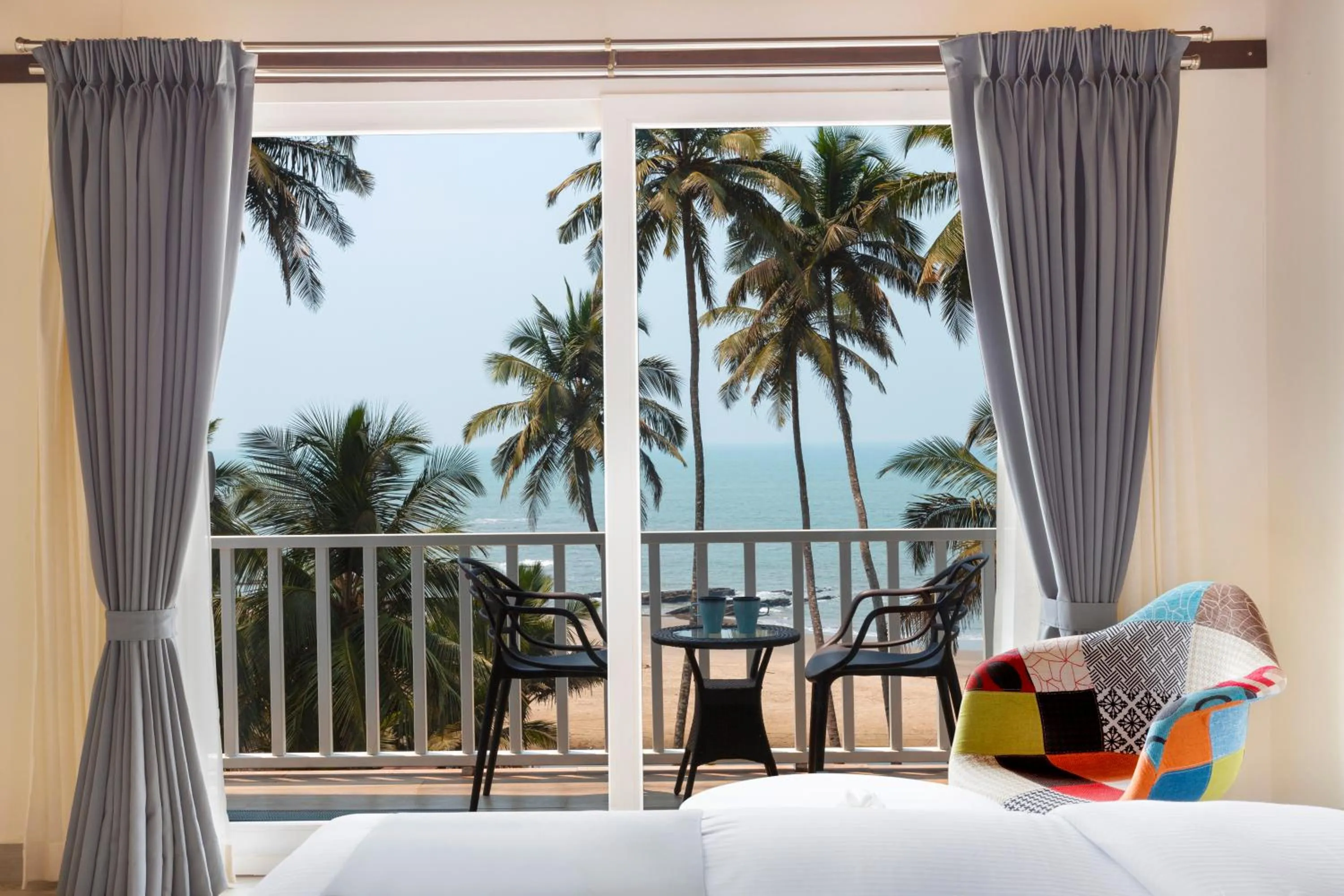 Balcony/Terrace, Bed in Stone Wood Beach Resort, Vagator