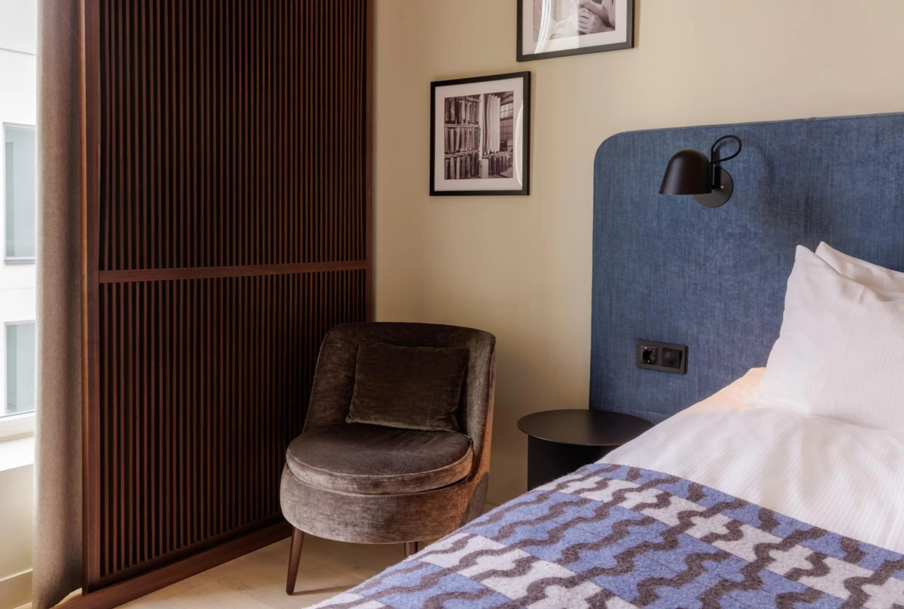 Decorative detail, Bed in Clarion Collection Hotel Tapetfabriken