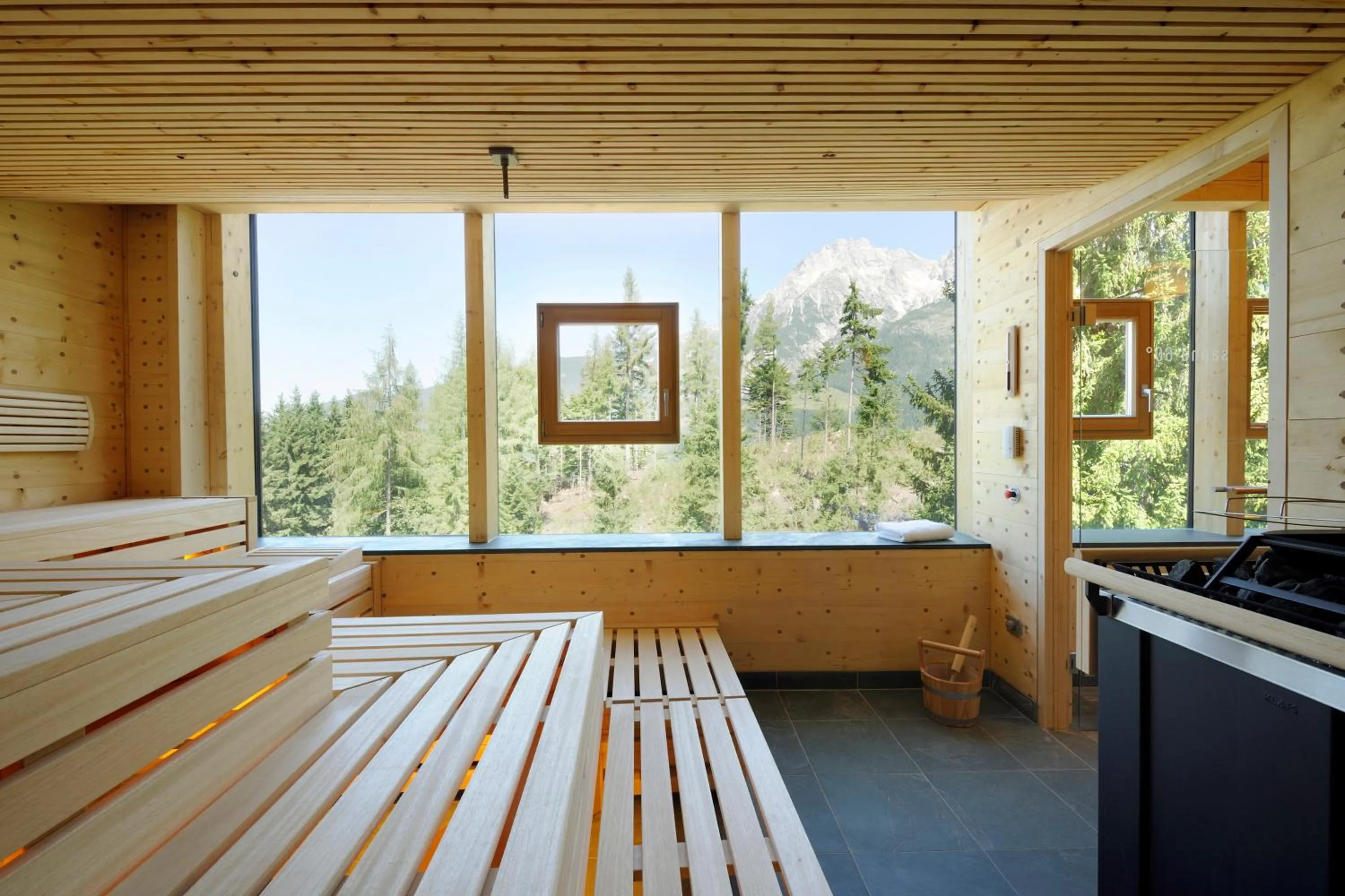 Spring, Bed in Holzhotel Forsthofalm