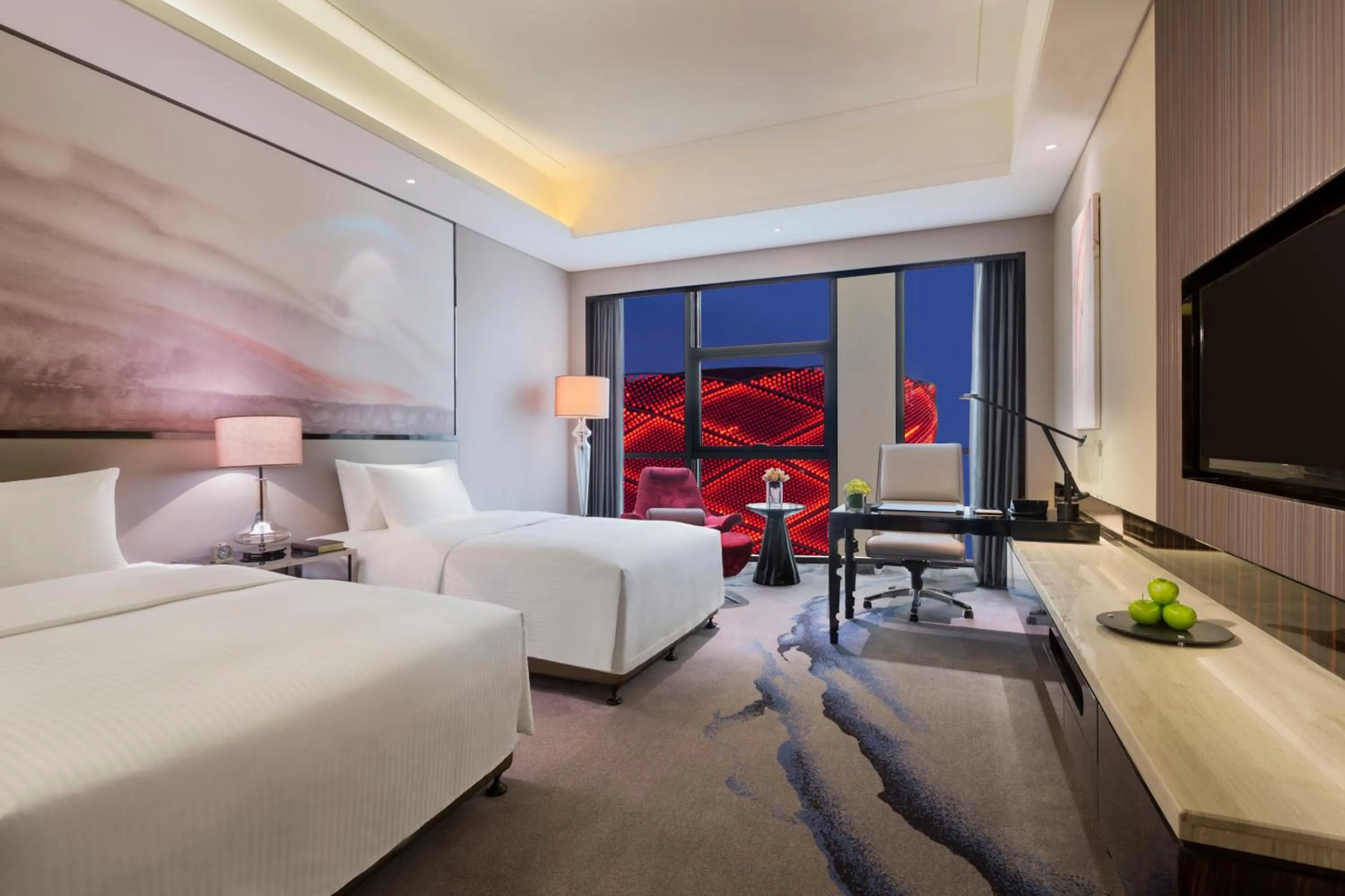 Photo of the whole room, Bed in Wanda Realm Wuhan