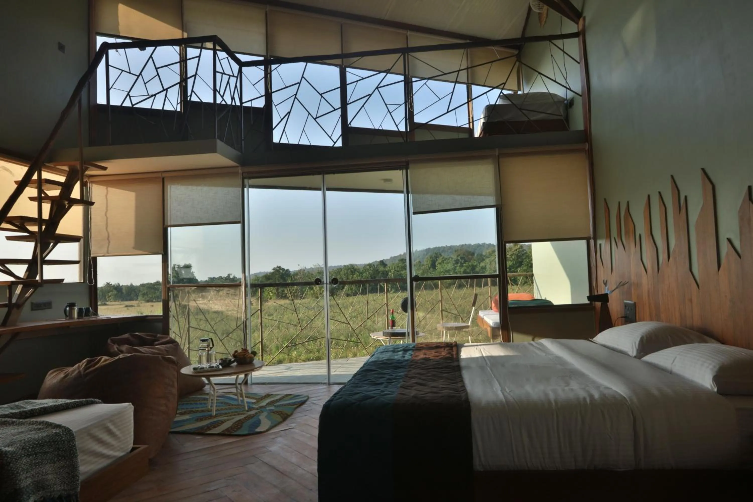 Bed in Tadoba Jungle Camp