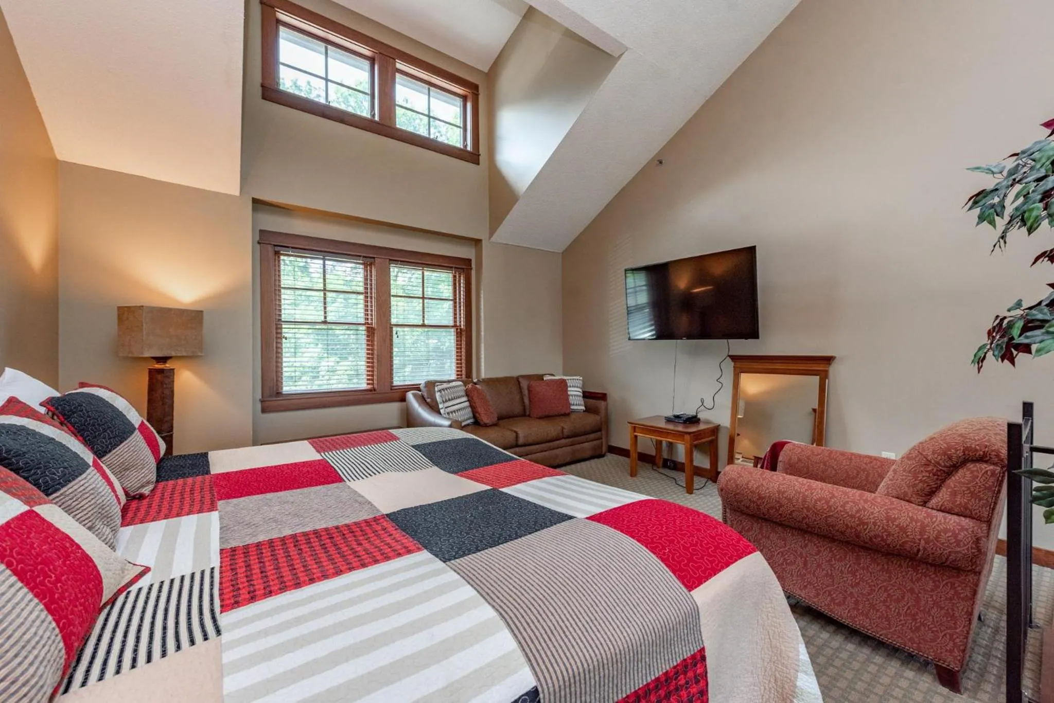 Bed in B203 One Bedroom & Loft Lake View